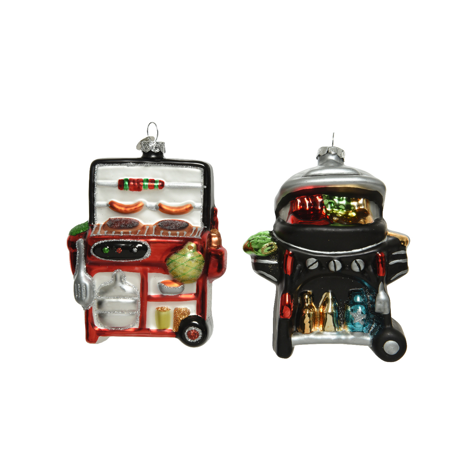 Weihnachtsbaumschmuck GRILL - Glas - inkl. Aufhänger - matt und glitzernd - H: 12,4cm - schwarz Weihnachtsbaumschmuck GRILL - Glas - inkl. Aufhänger - matt und glitzernd - H: 12,4cm - schwarz