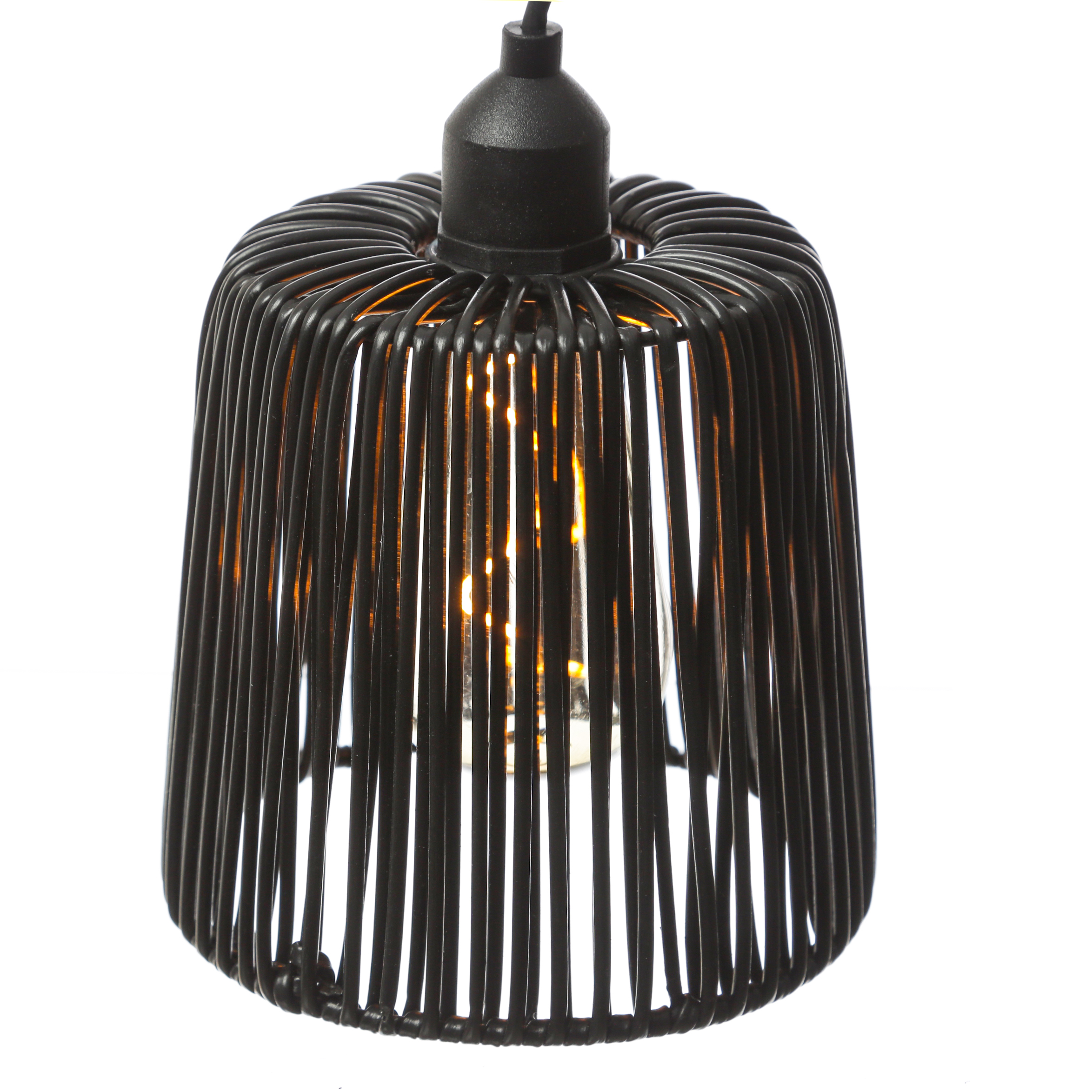 LED Hängeleuchte in Korboptik - Lampenschirm aus Kunststoffseil - D: 15cm - Batterie/Timer - outdoor