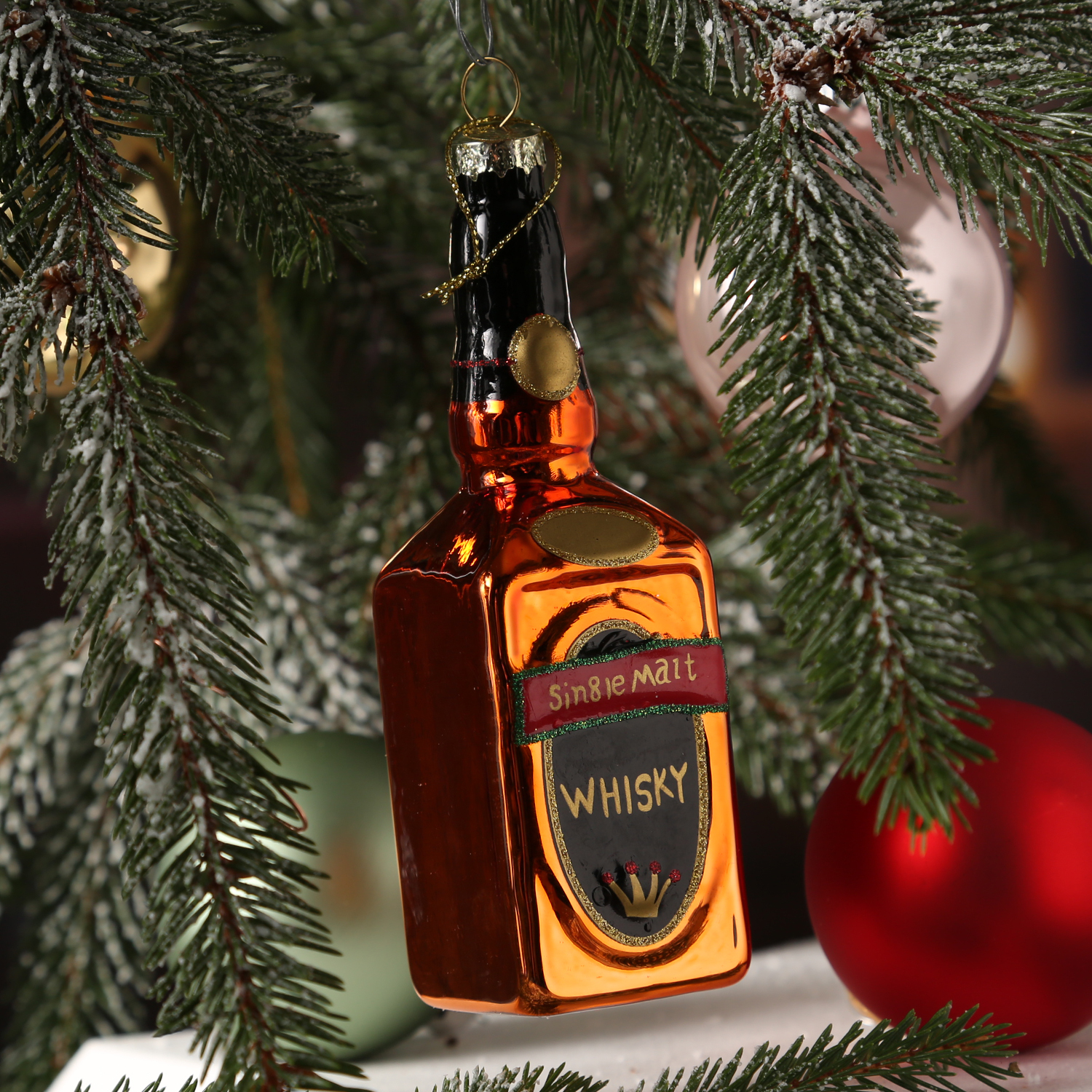Christbaumschmuck WHISKY - Glas - inkl. Aufhänger - H: 14,5cm