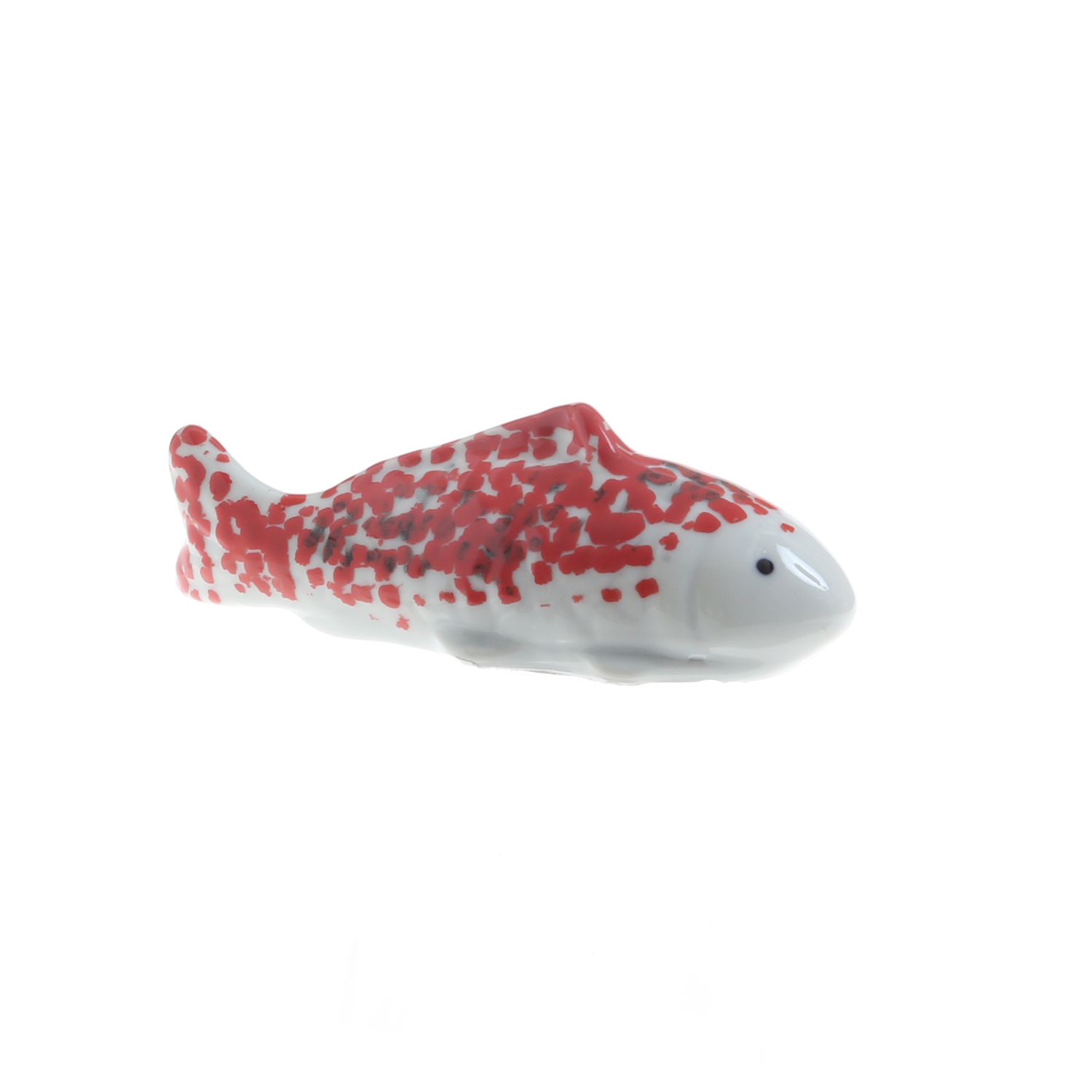 Teichdeko Fisch LEE - Dekofigur - Porzellan - schwimmend - L: 10cm - weiß, rot, schwarz