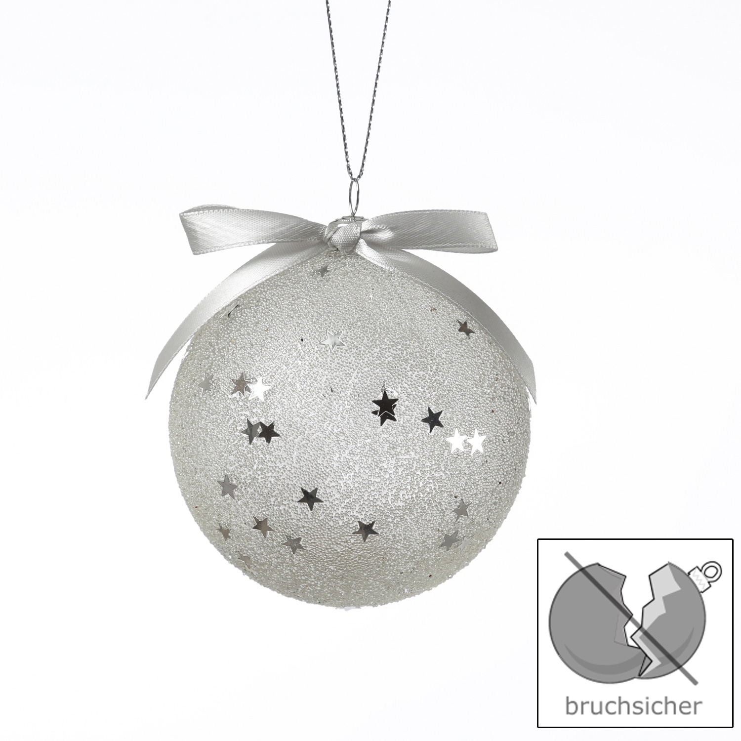 Christbaumkugeln mit Sternchen - Weihnachtsbaumkugeln - bruchfest - D: 8cm - 12er Set