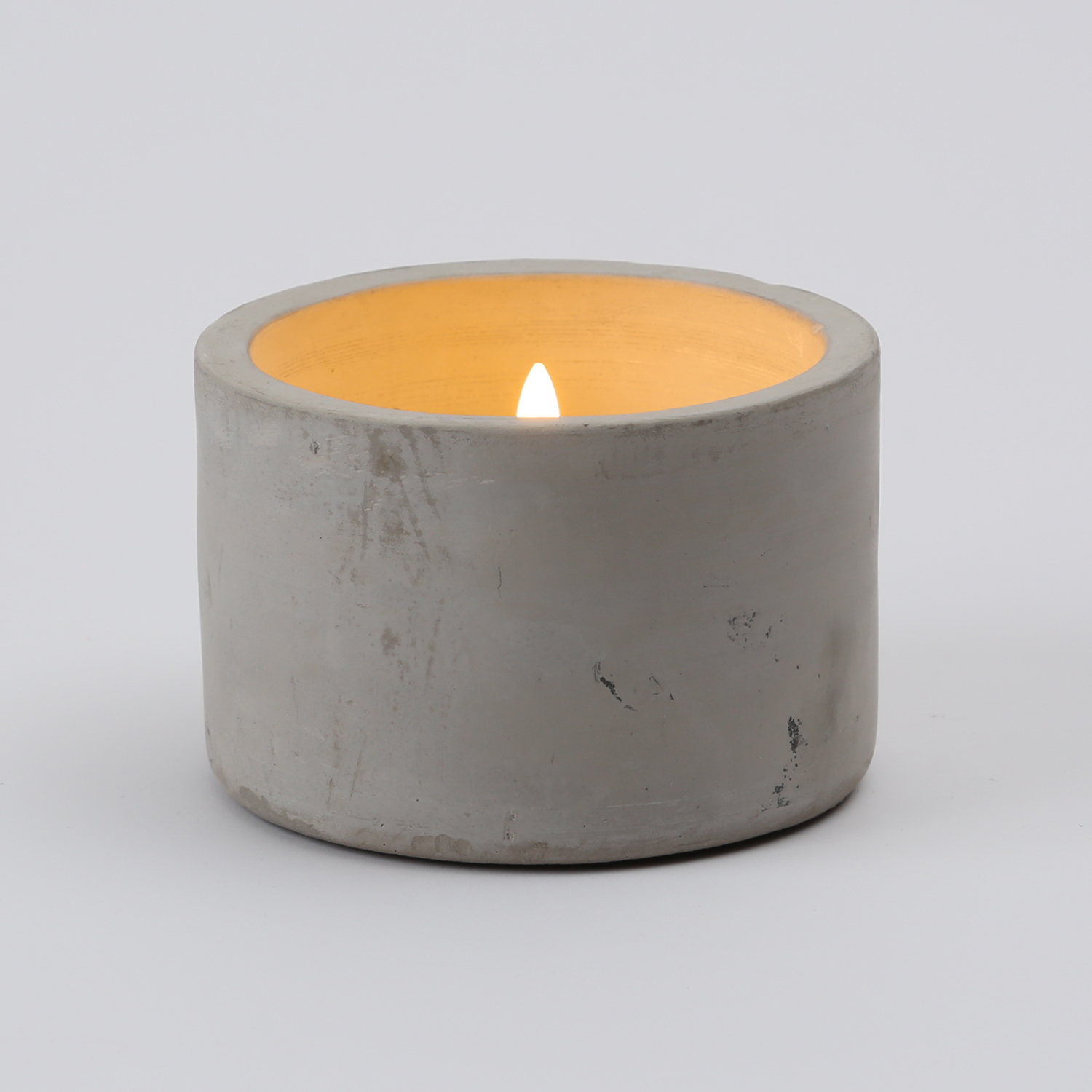 LED Kerze Flamme - Betonoptik - Echtwachs - realistische 3D Flamme - Timer - H: 8cm D: 12cm - grau LED Kerze Flamme - Betonoptik - Echtwachs - realistische 3D Flamme - Timer - H: 8cm D: 12cm - grau