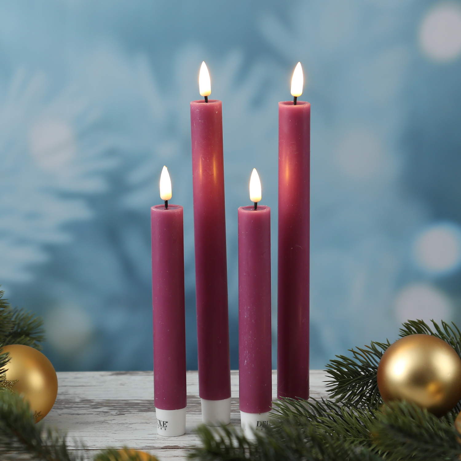 LED Stabkerzen MIA - Echtwachs - realistische 3D Flamme - H: 24cm - malve - 2 Stk LED Stabkerzen MIA - Echtwachs - realistische 3D Flamme - H: 24cm - malve - 2 Stk