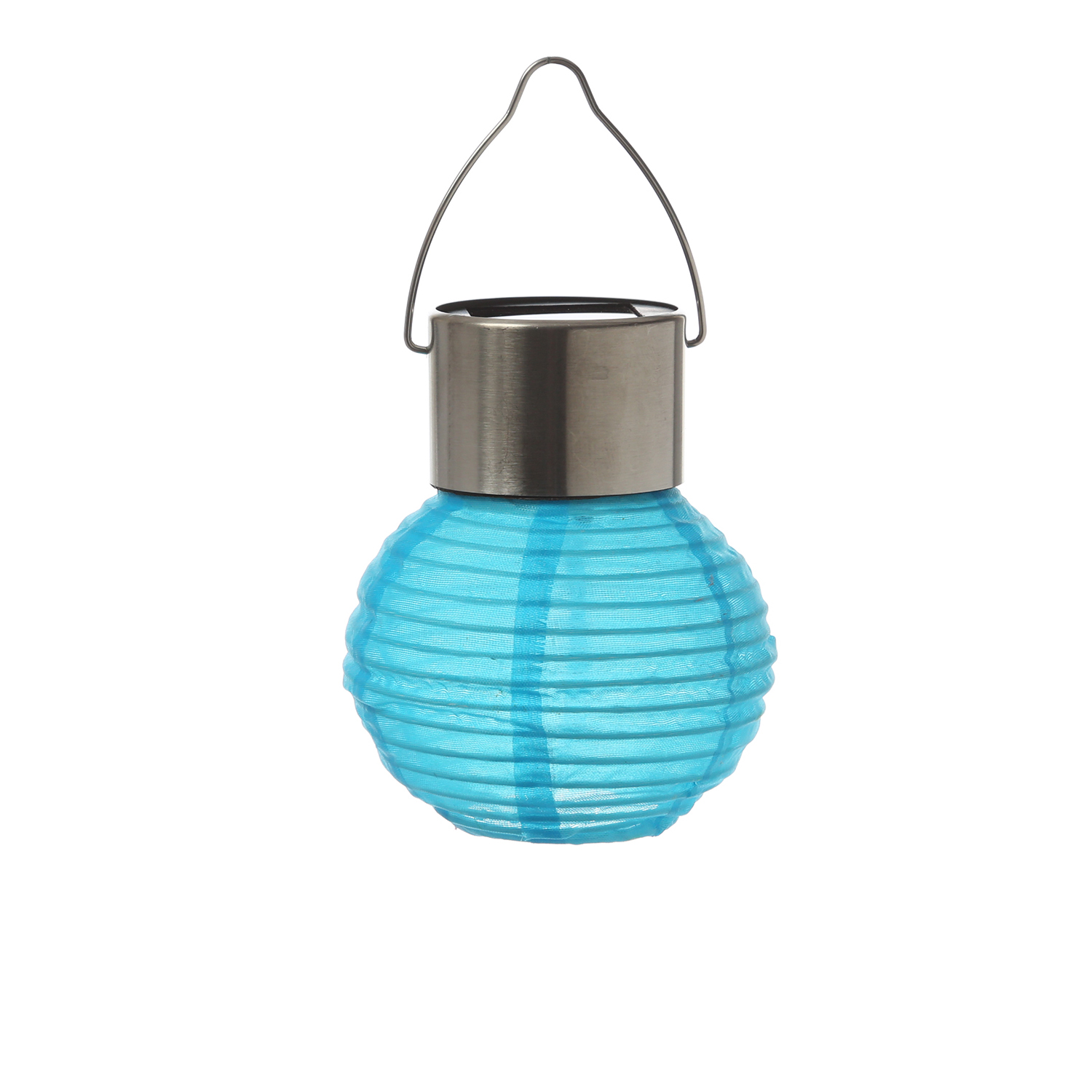LED Solar Mini Lampion - kaltweiße LED - H: 9,5cm - D: 7cm - Lichtsensor - blau