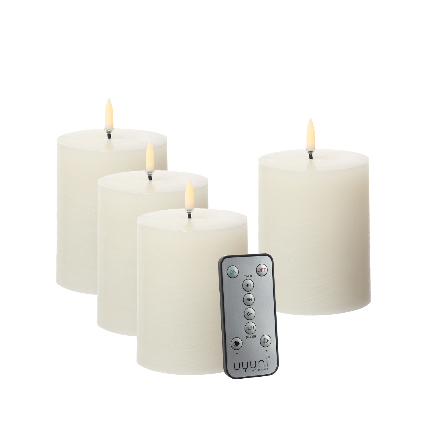 LED Kerzenset PIA - Rustik-Optik - H: 10cm - inkl. Batterien und Fernbedienung - creme - 4er Set LED Kerzenset PIA - Rustik-Optik - H: 10cm - inkl. Batterien und Fernbedienung - creme - 4er Set