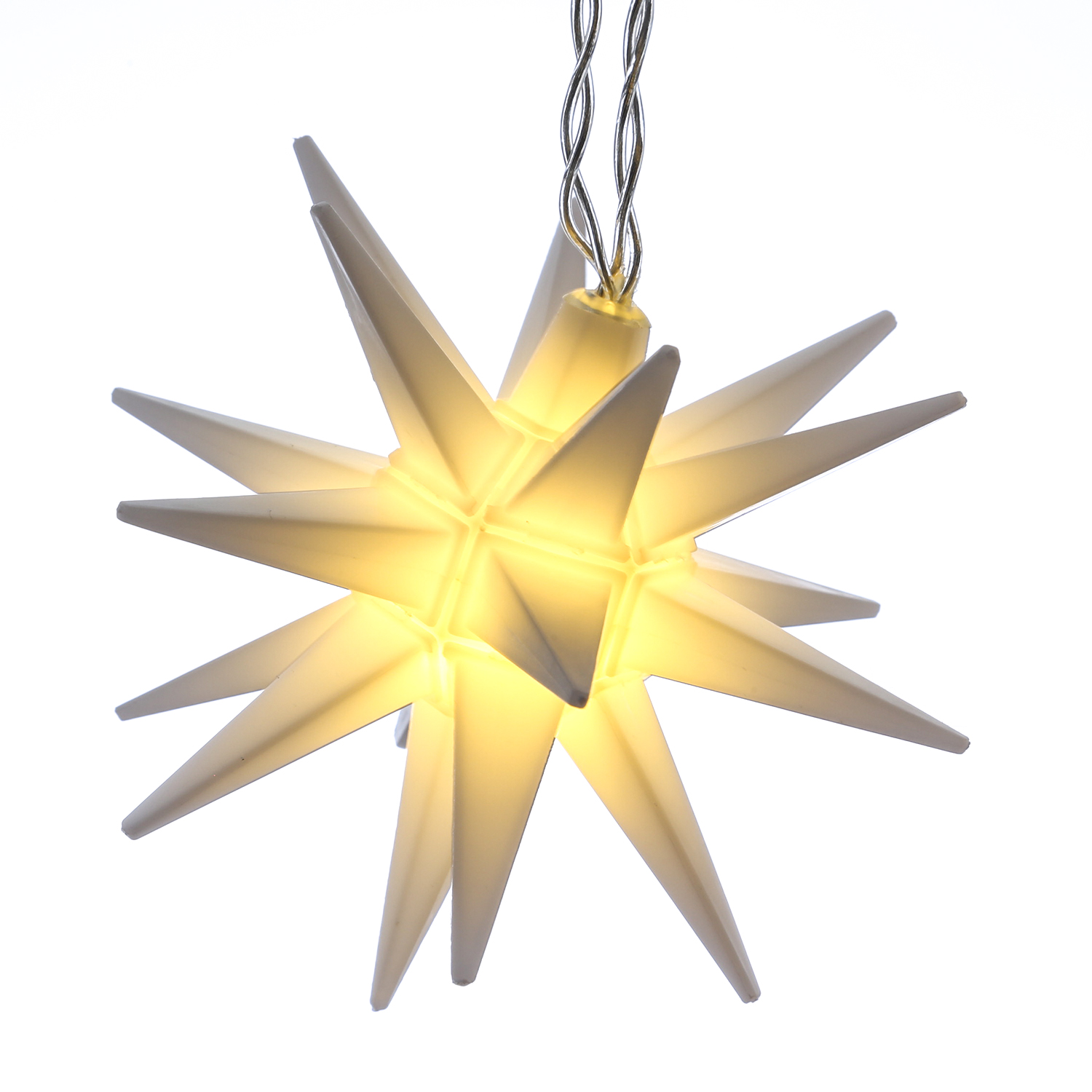 LED Lichterkette 3D Sterne - 5 warmweiße LED - L: 1,60m - Timer - Batterie - für Außen - weiß LED Lichterkette 3D Sterne - 5 warmweiße LED - L: 1,60m - Timer - Batterie - für Außen - weiß