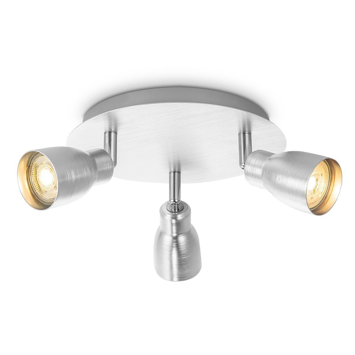 Deckenleuchte / Rondell ALBA aluminium silber - 3fach - inkl. GU10 LED Leuchtmittel