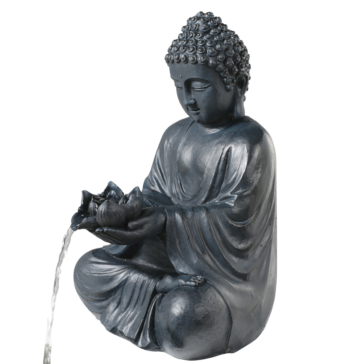 Solar Brunnen Buddha - Gartenbrunnen - Teichbrunnen - Polyresin - H: 37cm - Außen