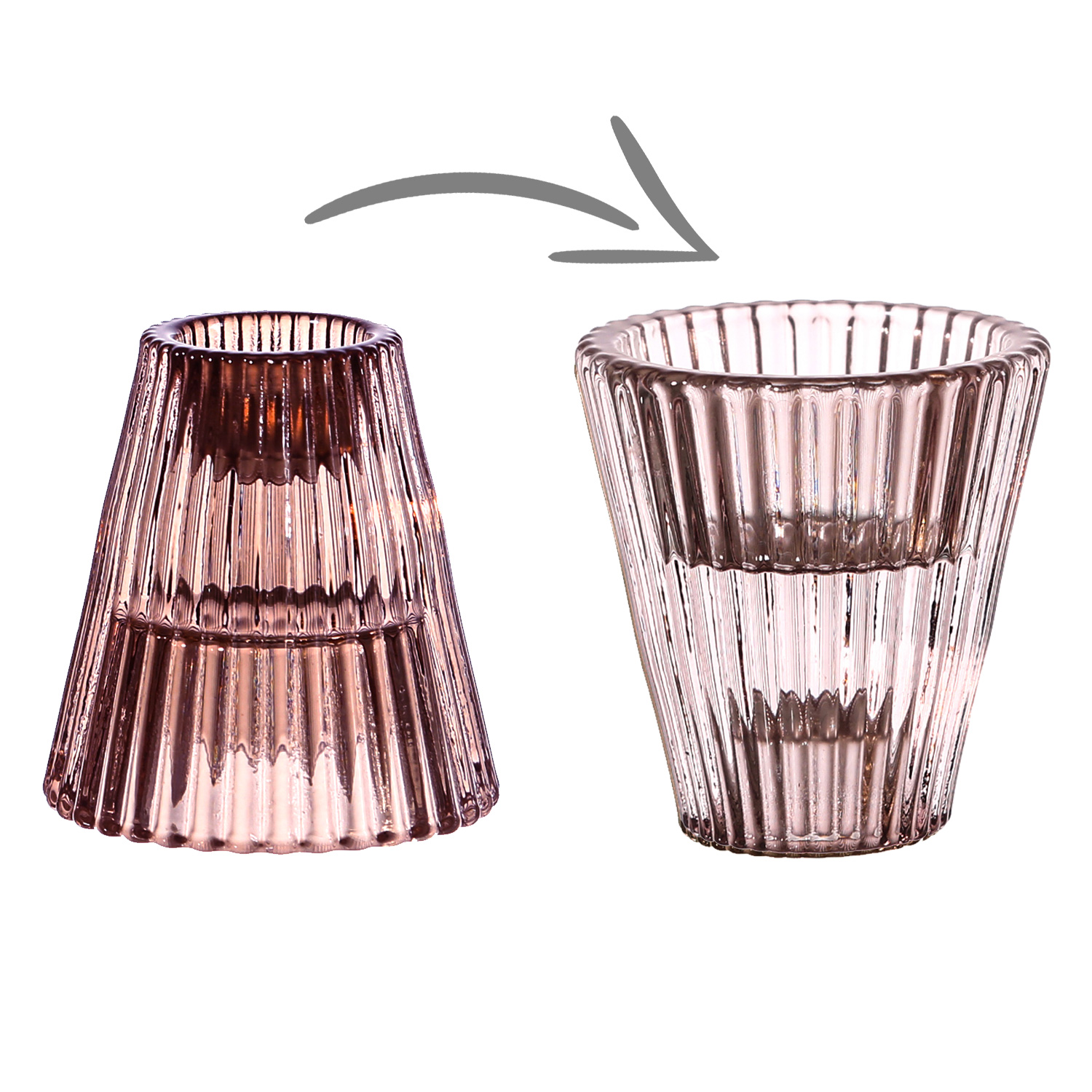 Kerzenhalter - 2in1 - Teelichthalter oder Stabkerzenhalter - Glas - H: 6,5cm - grau Kerzenhalter - 2in1 - Teelichthalter oder Stabkerzenhalter - Glas - H: 6,5cm - grau
