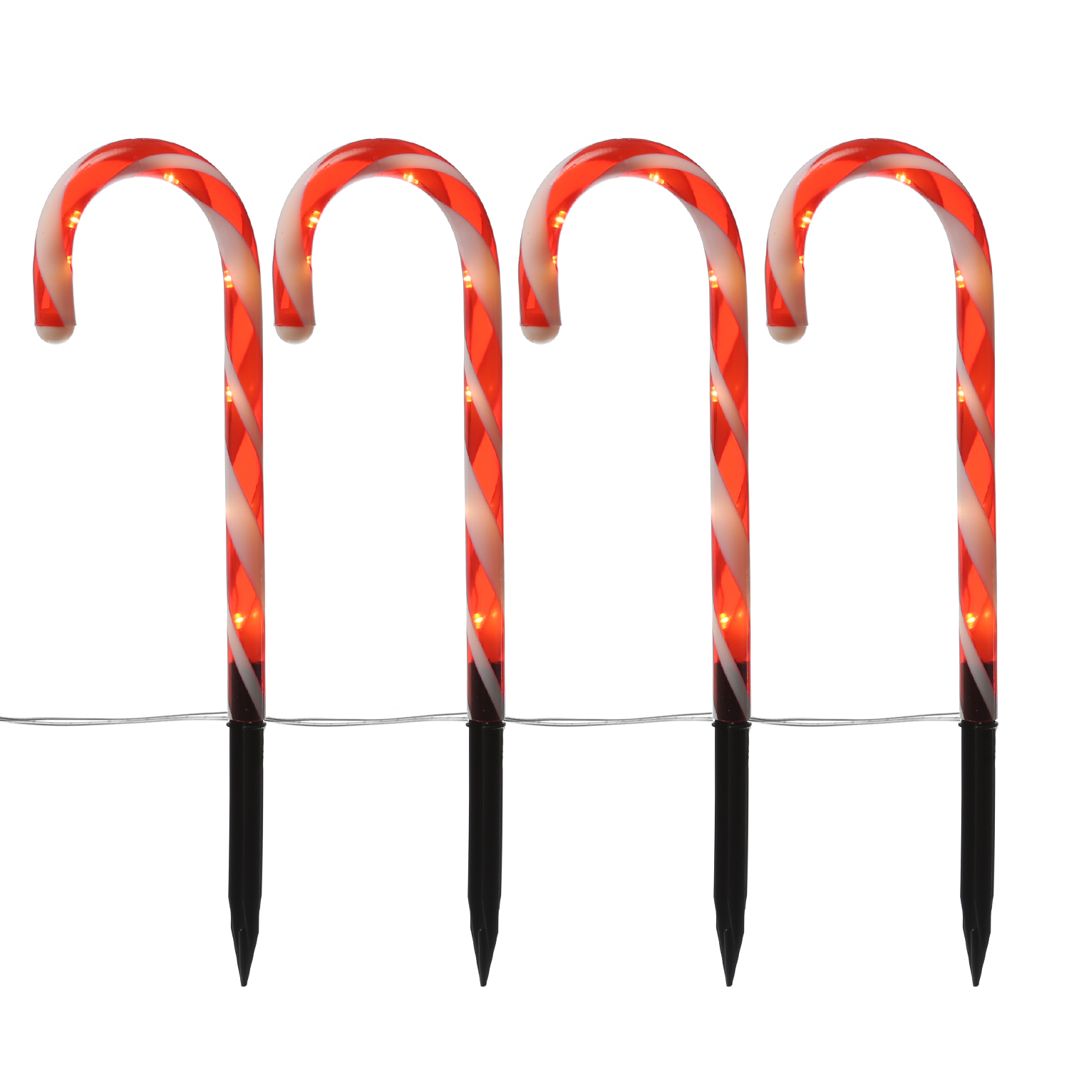 LED Zuckerstangen - je 7 warmweiße LED - H: 25cm - 8 Funktionen - Batterie - Timer - 4 Stück LED Zuckerstangen - je 7 warmweiße LED - H: 25cm - 8 Funktionen - Batterie - Timer - 4 Stück