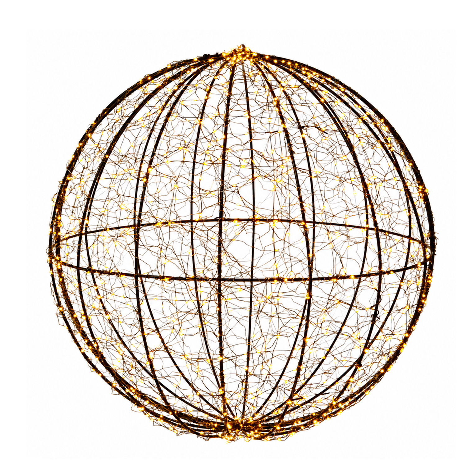 LED Drahtkugel - Leuchtkugel - 960 bernsteinfarbene LED - Timer - D: 58cm - für Innen/Außen