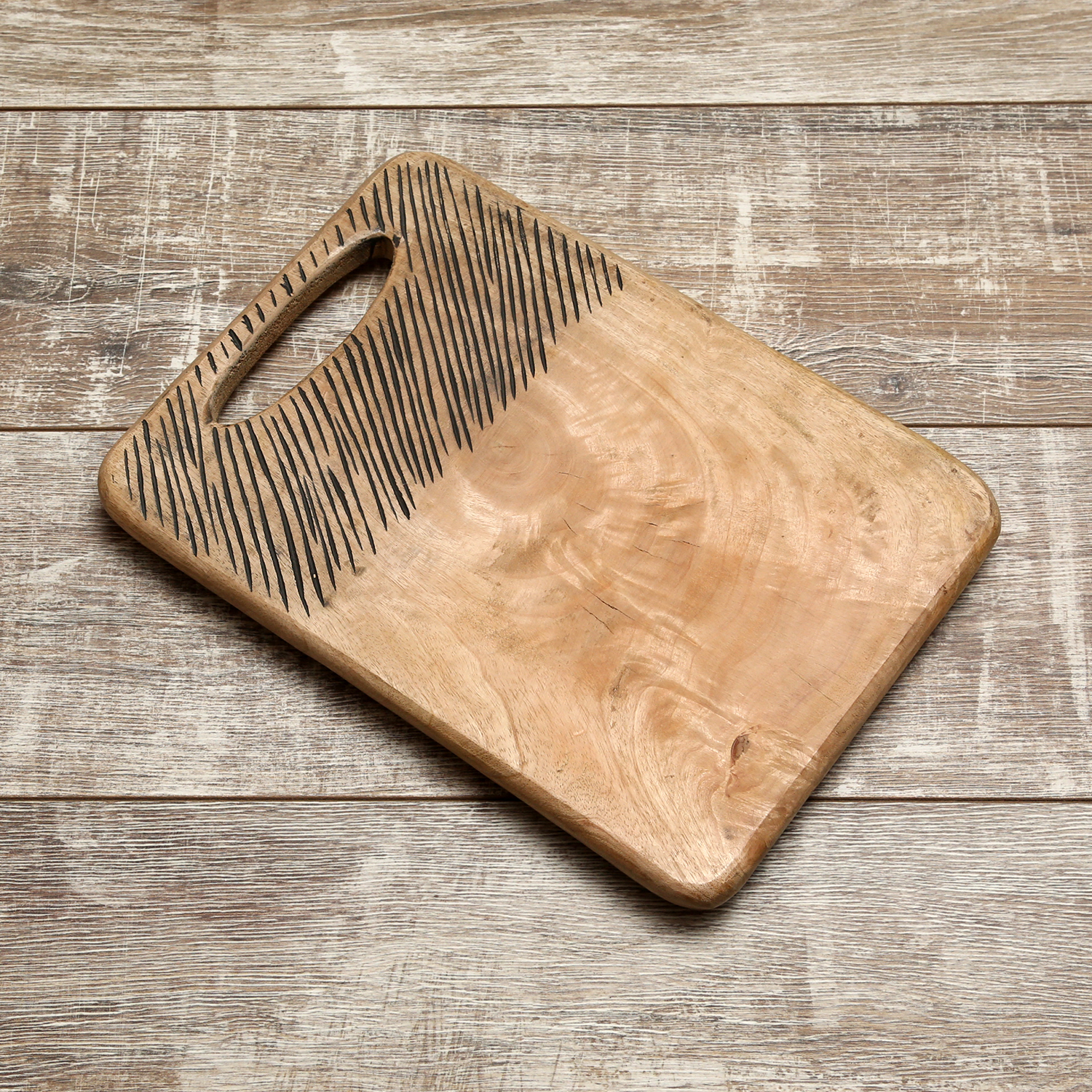 Schneidebrett - Servierbrett - rechteckig - Mangoholz - praktischer Griff - L: 36cm - natur