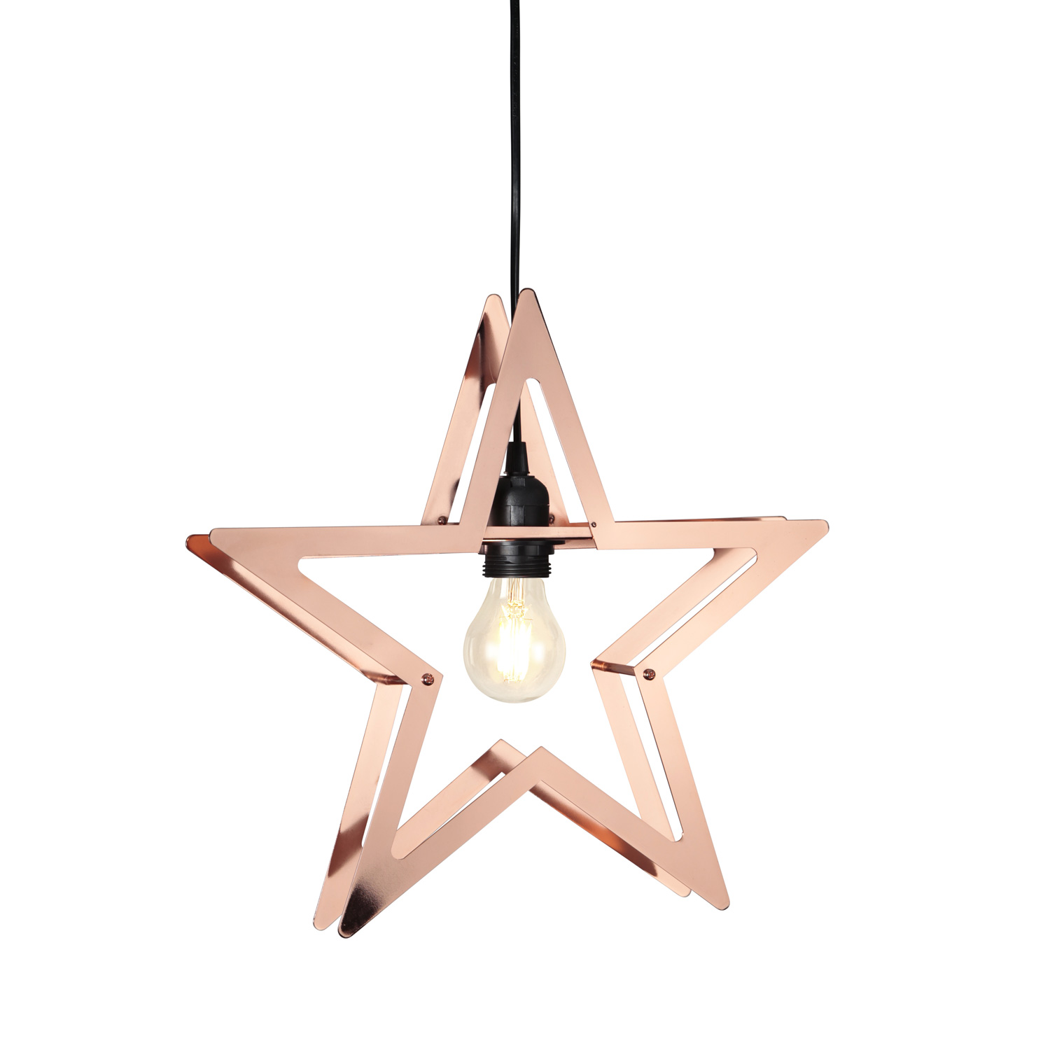 Hängestern Starling - Metallstern - hängend - 5-zackig - E27 Fassung - H: 36cm - kupfer Hängestern Starling - Metallstern - hängend - 5-zackig - E27 Fassung - H: 36cm - kupfer