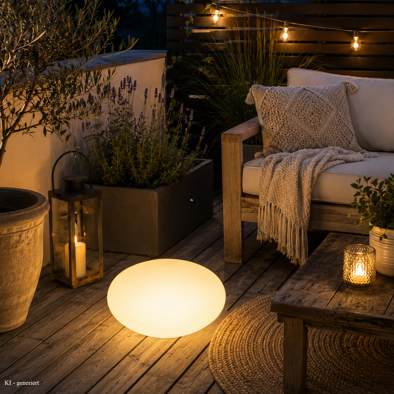 LED Stein outdoor - Leuchtobjekt - Dekostein - D: 35cm - E27 Fassung - warmweiße 1W LED