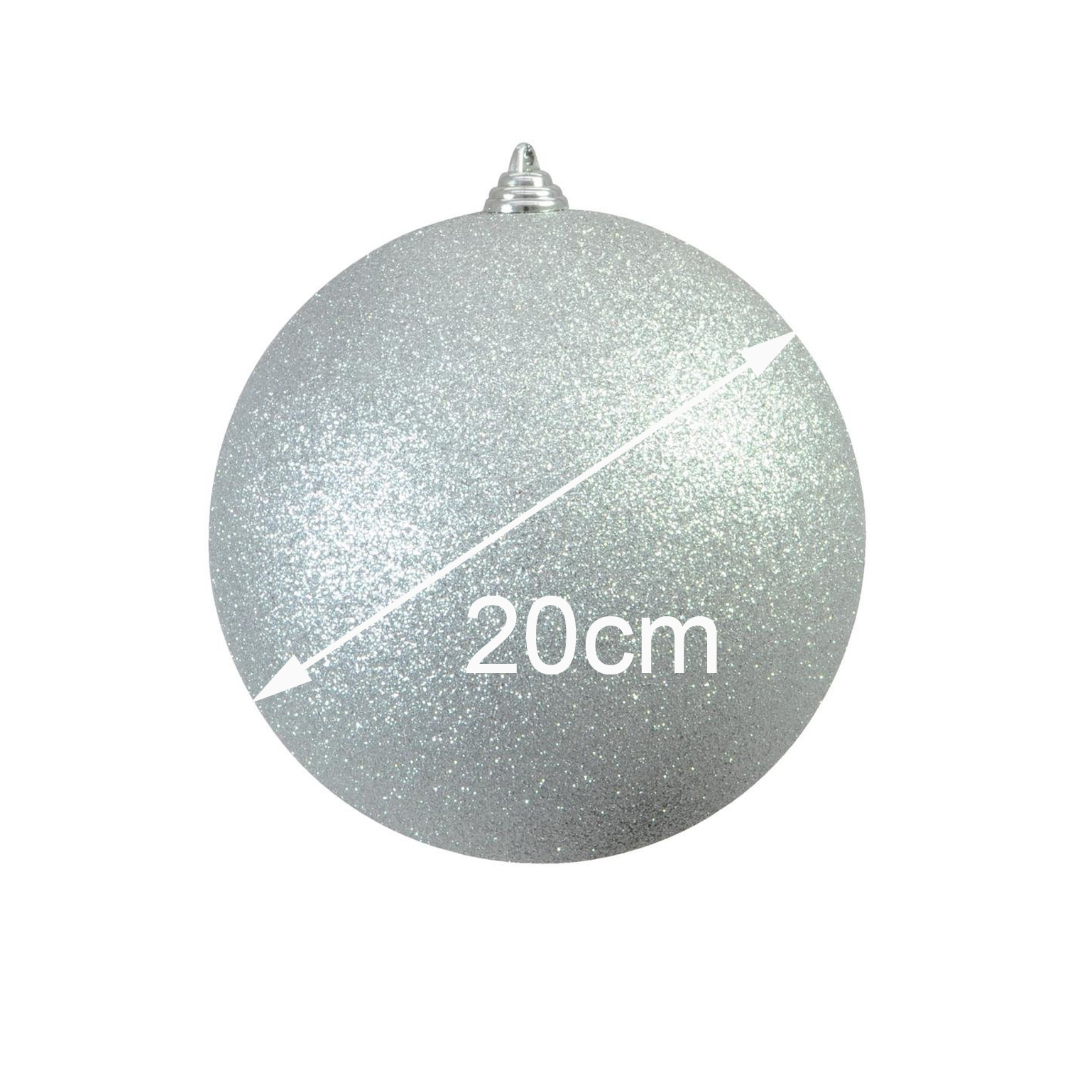 XL Dekokugel 20cm - Baumkugel - silber glitzernd - Innendeko - robustes Polyethylen XL Dekokugel 20cm - Baumkugel - silber glitzernd - Innendeko - robustes Polyethylen