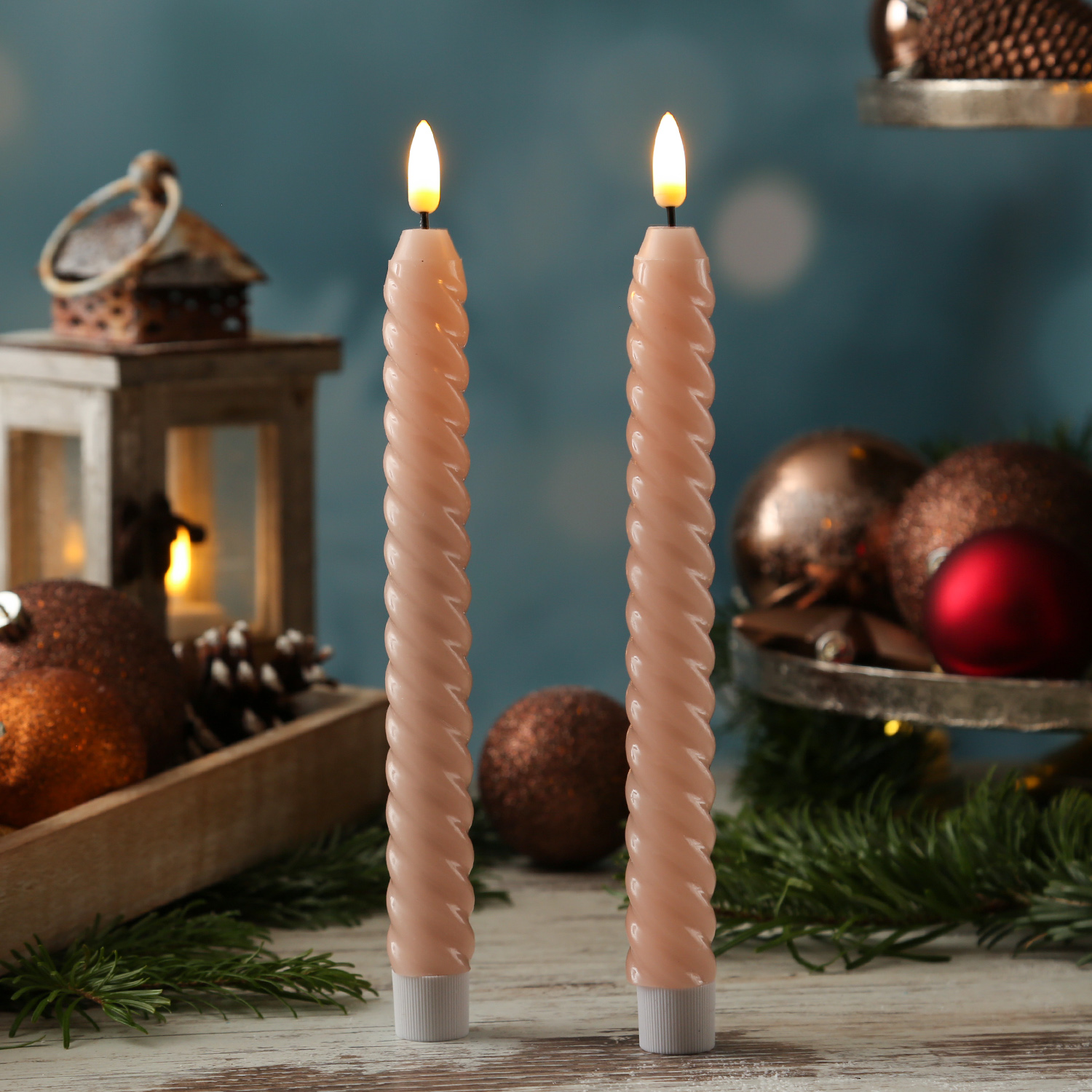 LED Stabkerzen SWIRL - Echtwachs - flackernde 3D Flamme - H: 25cm - Timer - rosa - 2er Set LED Stabkerzen SWIRL - Echtwachs - flackernde 3D Flamme - H: 25cm - Timer - rosa - 2er Set