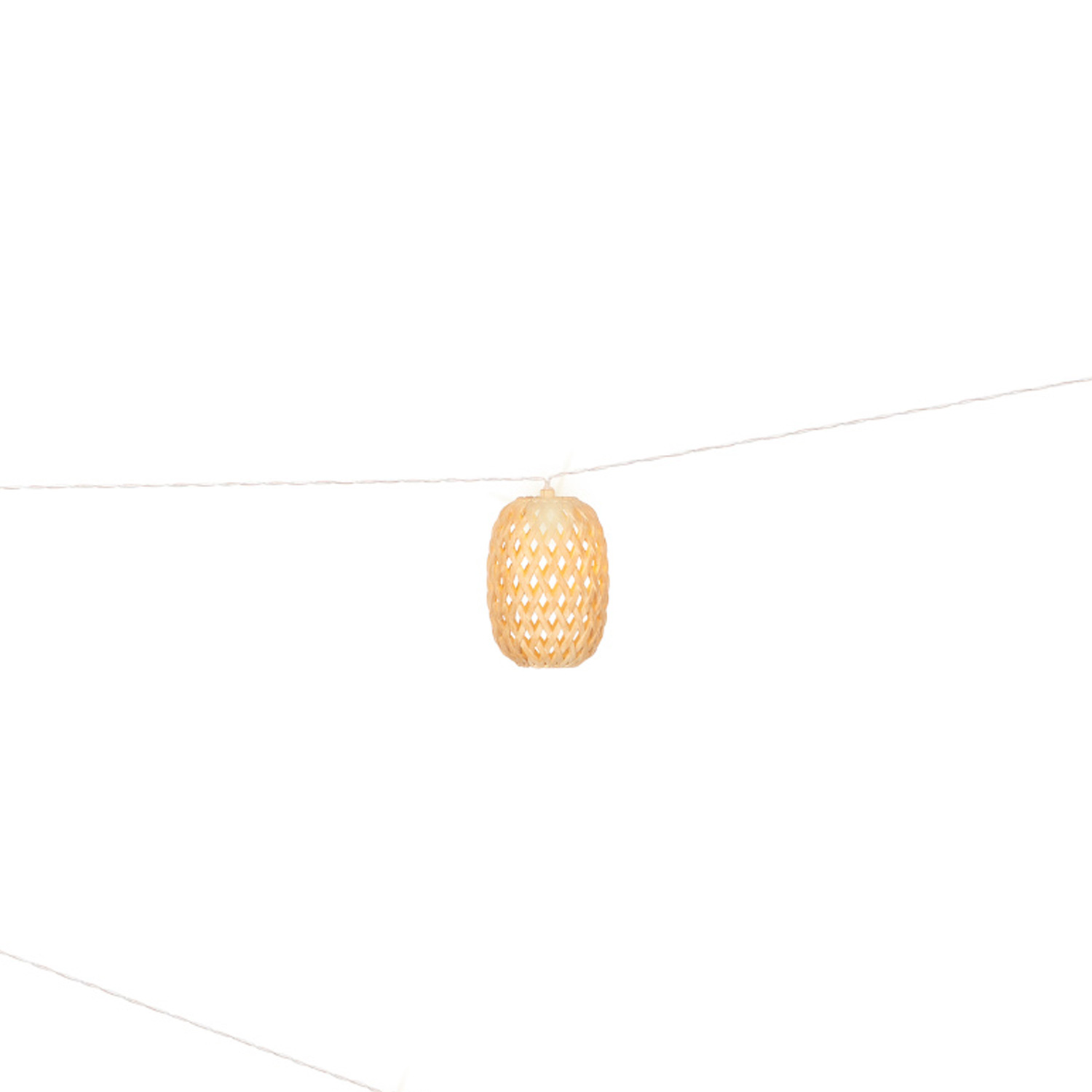 LED Solar Lichterkette Boho  - 10 Kugeln in Rattanoptik - L: 4,5m - Lichtsensor - creme