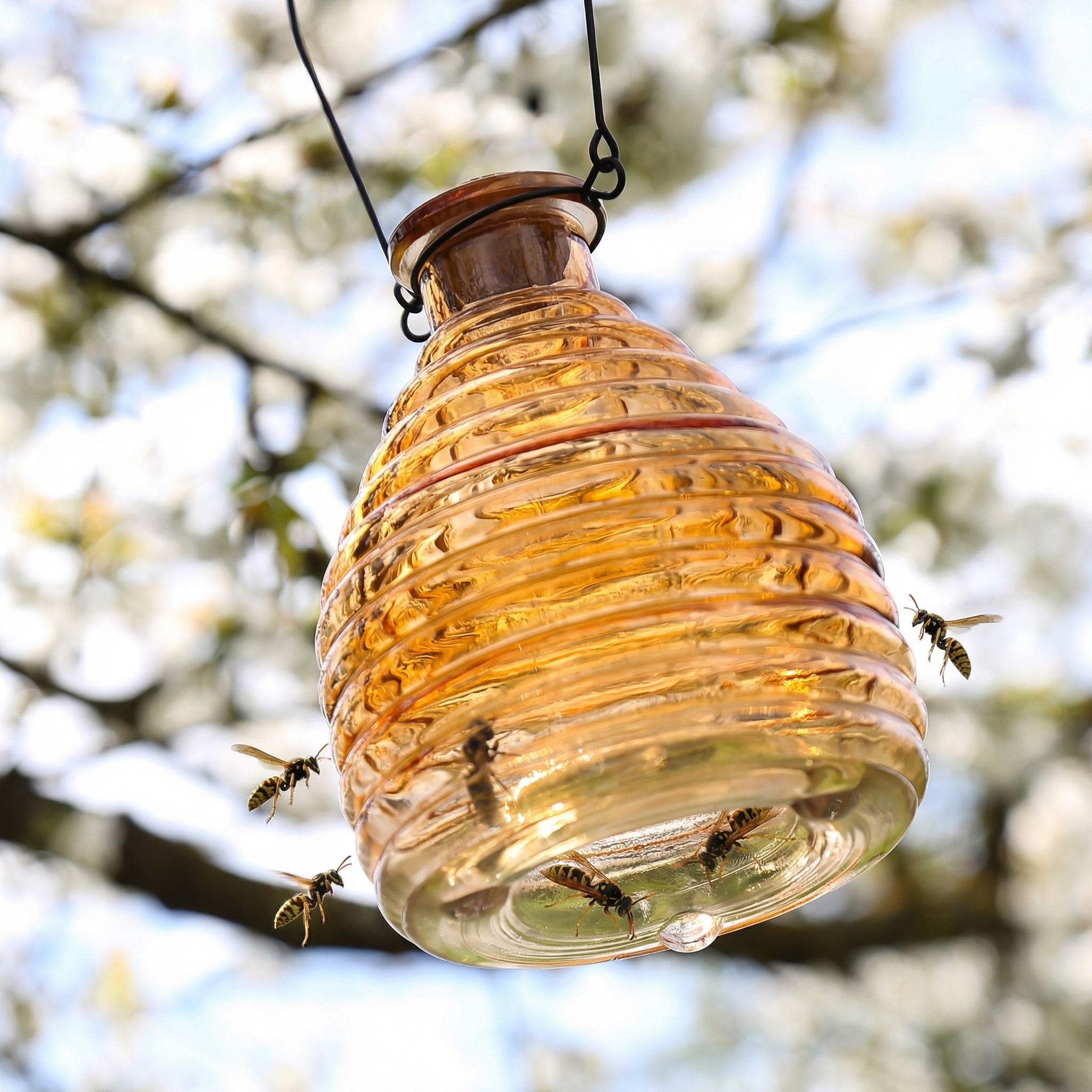 Wespenfänger HONIGTOPF - Wespenfalle - geriffeltes Glas - D: 13cm - H: 17cm