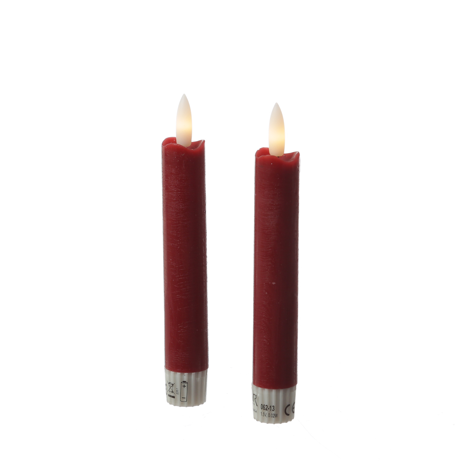 LED Stabkerzen LINA - Rustik-Optik - Echtwachs - flackernd  - H: 15cm - Timer - rot - 2er Set LED Stabkerzen LINA - Rustik-Optik - Echtwachs - flackernd  - H: 15cm - Timer - rot - 2er Set