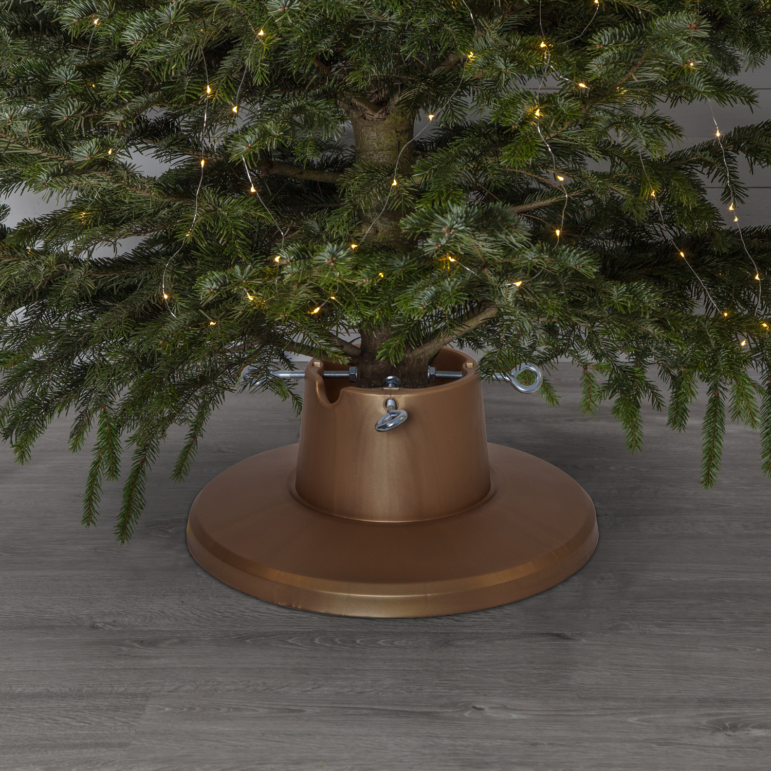 Christbaumständer LARS - Stammdurchmesser 3,5-10,5cm - Höhe bis 2,1m -  Wassertank 1,6L - gold