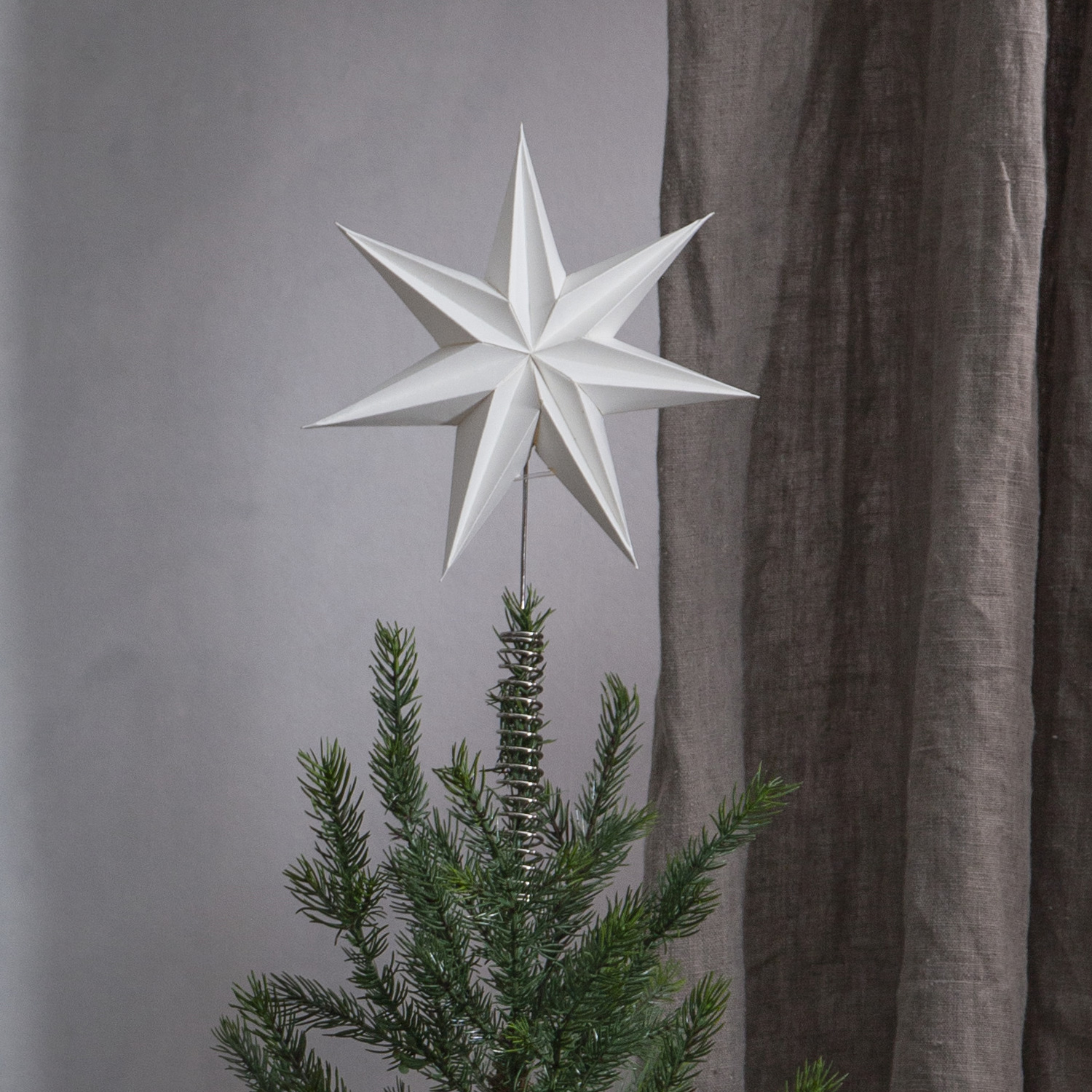 LED Baumspitze Papierstern Isa - 7-zackig - H: 33cm - D: 21cm - weiß