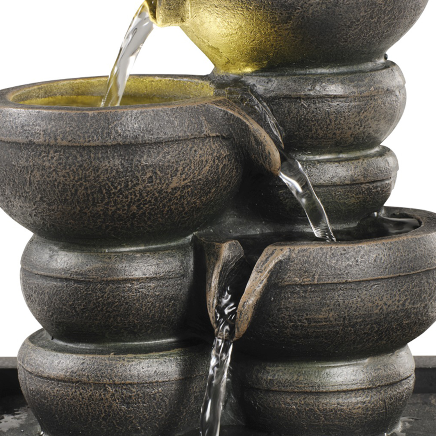 Kaskaden-Tischbrunnen mit LED Beleuchtung H25cm Zimmerbrunnen innen und außen