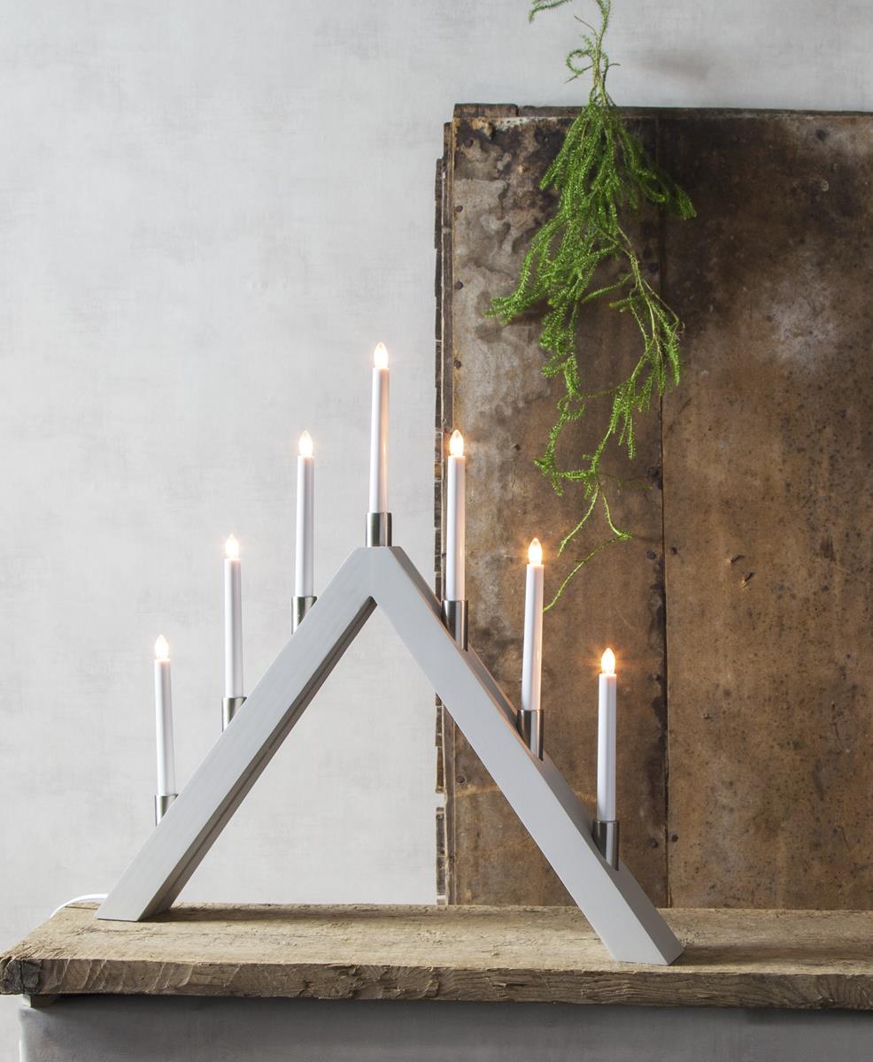 Fensterleuchter TALL  - 7 warmweiße Glühlampen - L: 66cm, H: 63cm - Holz - Schalter - Grau Fensterleuchter TALL  - 7 warmweiße Glühlampen - L: 66cm, H: 63cm - Holz - Schalter - Grau