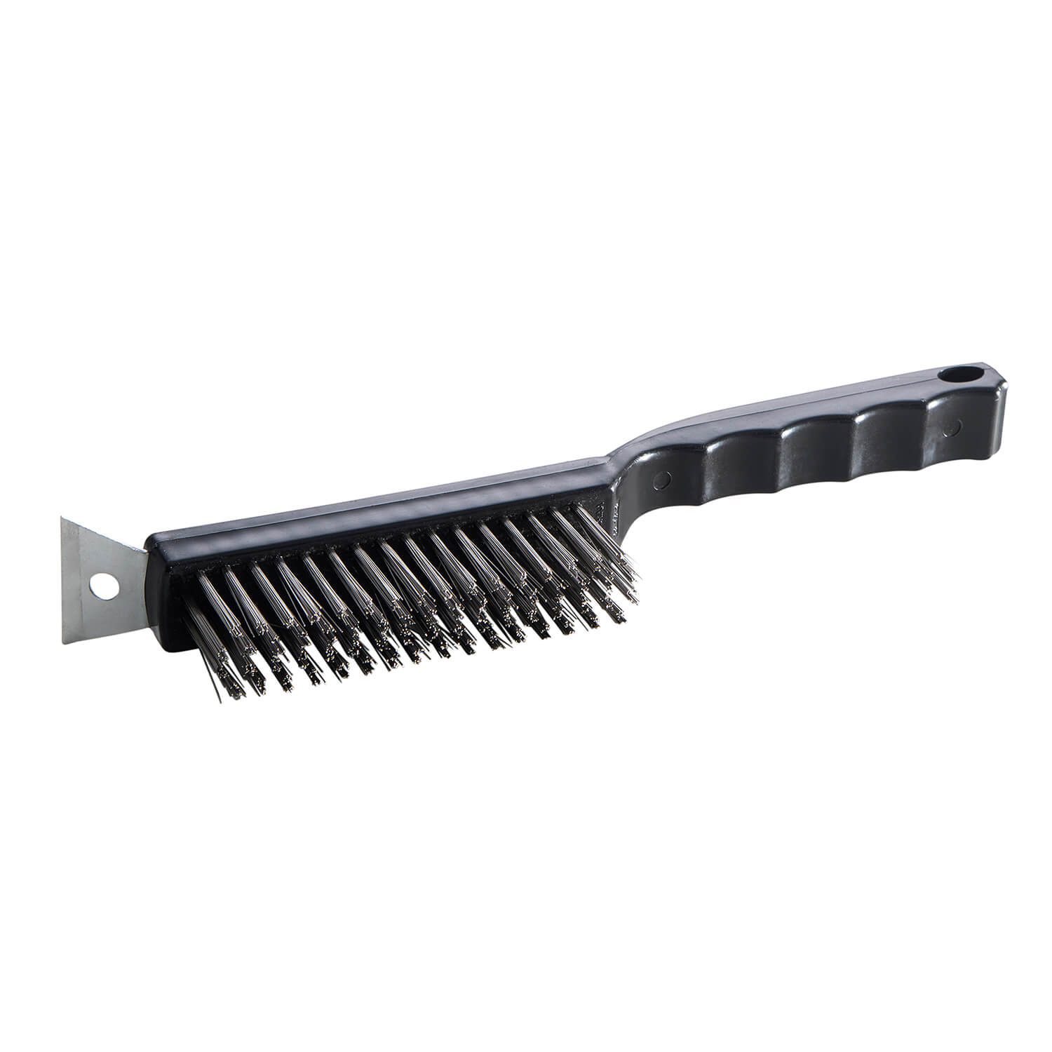 Reinigungsbürste für Grillplatten aus Gusseisen - L: 29cm - Edelstahlbürstenkopf - inkl. Schaber