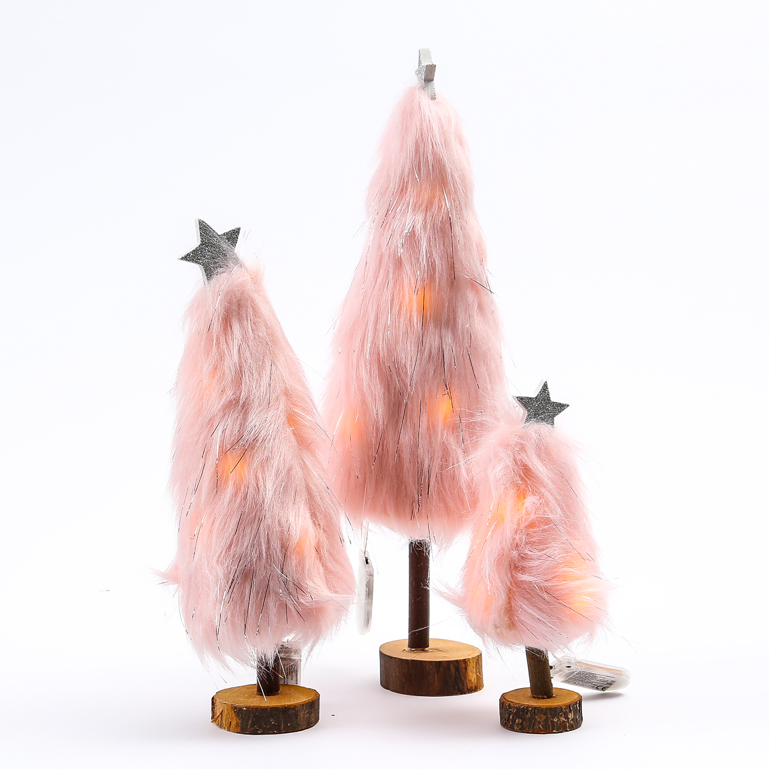 LED Dekobaum PLÜSCH mit Sternspitze - Plüschfell - 8 warmweiße LED - H: 19,5cm - Batterie - rosa LED Dekobaum PLÜSCH mit Sternspitze - Plüschfell - 8 warmweiße LED - H: 19,5cm - Batterie - rosa