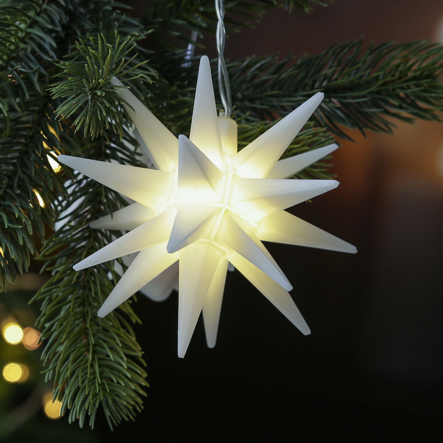 LED Stern - Weihnachtsstern 3D - D: 12cm - Timer - Batteriebetrieb - für Innen/Außen - weiß LED Stern - Weihnachtsstern 3D - D: 12cm - Timer - Batteriebetrieb - für Innen/Außen - weiß