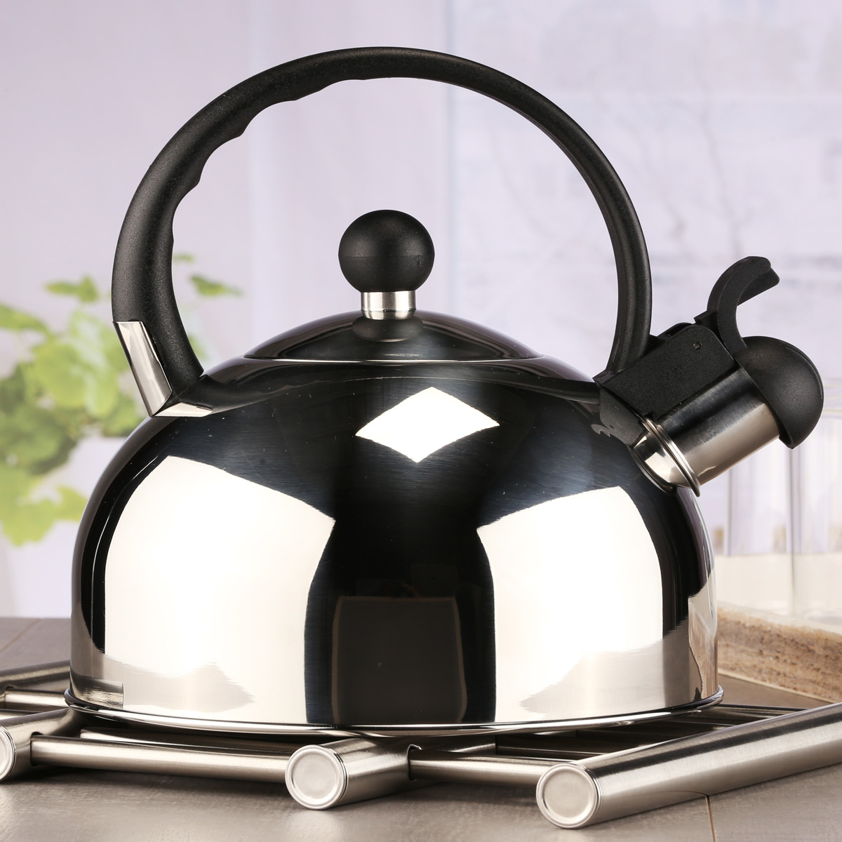 Flötenkessel - Edelstahl - Kunststoffgriff - H: 22cm - 2,5 Liter