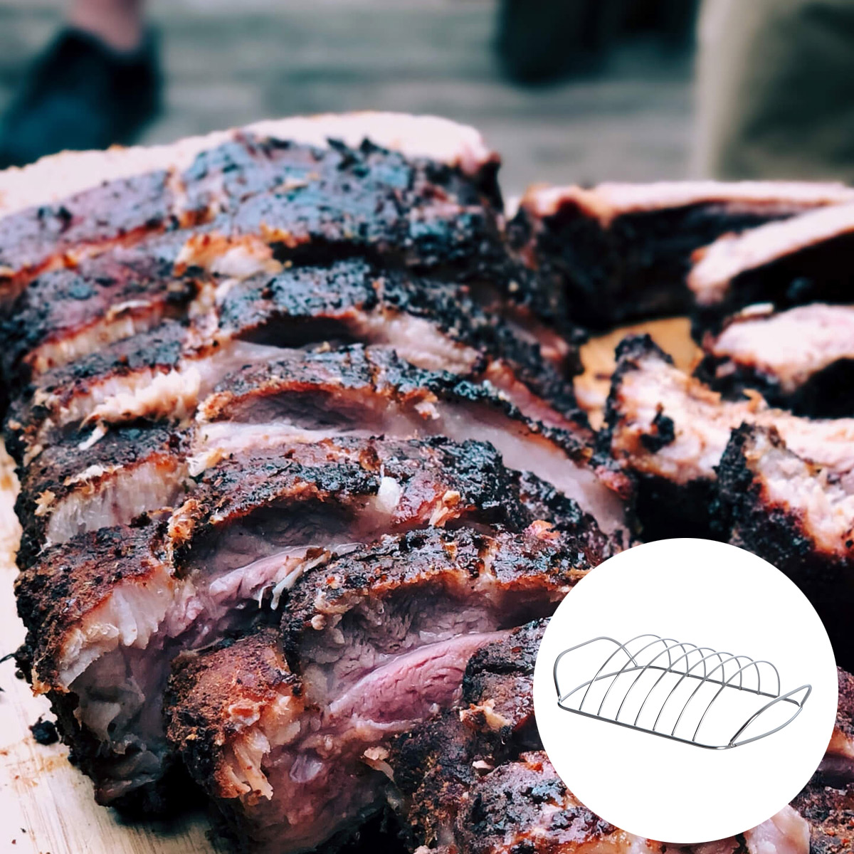Spareribs Halter aus Edelstahl - 30x18x8cm - für lecker Rippchen vom Grill