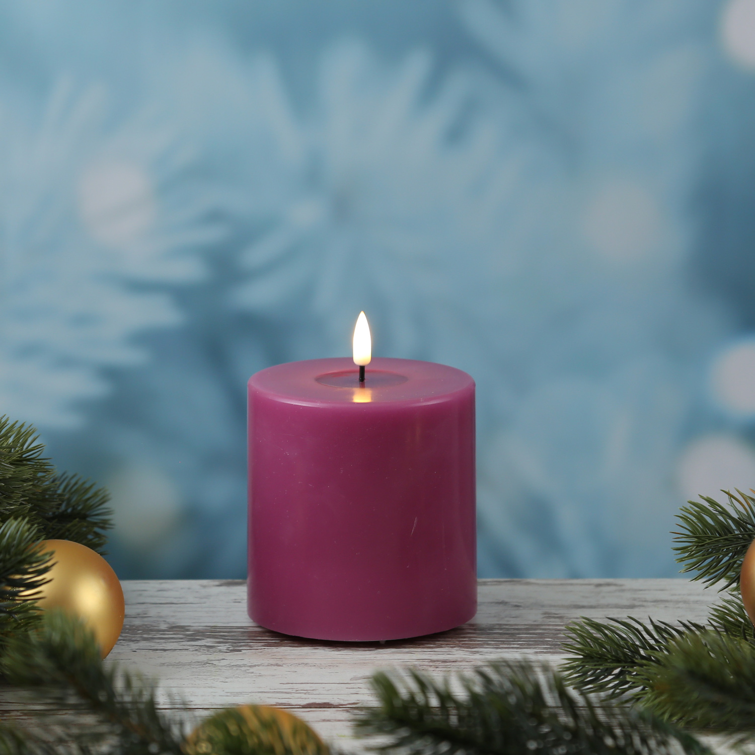 LED Stumpenkerze MIA - Echtwachs - realistische 3D Flamme - H: 10cm - D: 10cm - malve LED Stumpenkerze MIA - Echtwachs - realistische 3D Flamme - H: 10cm - D: 10cm - malve