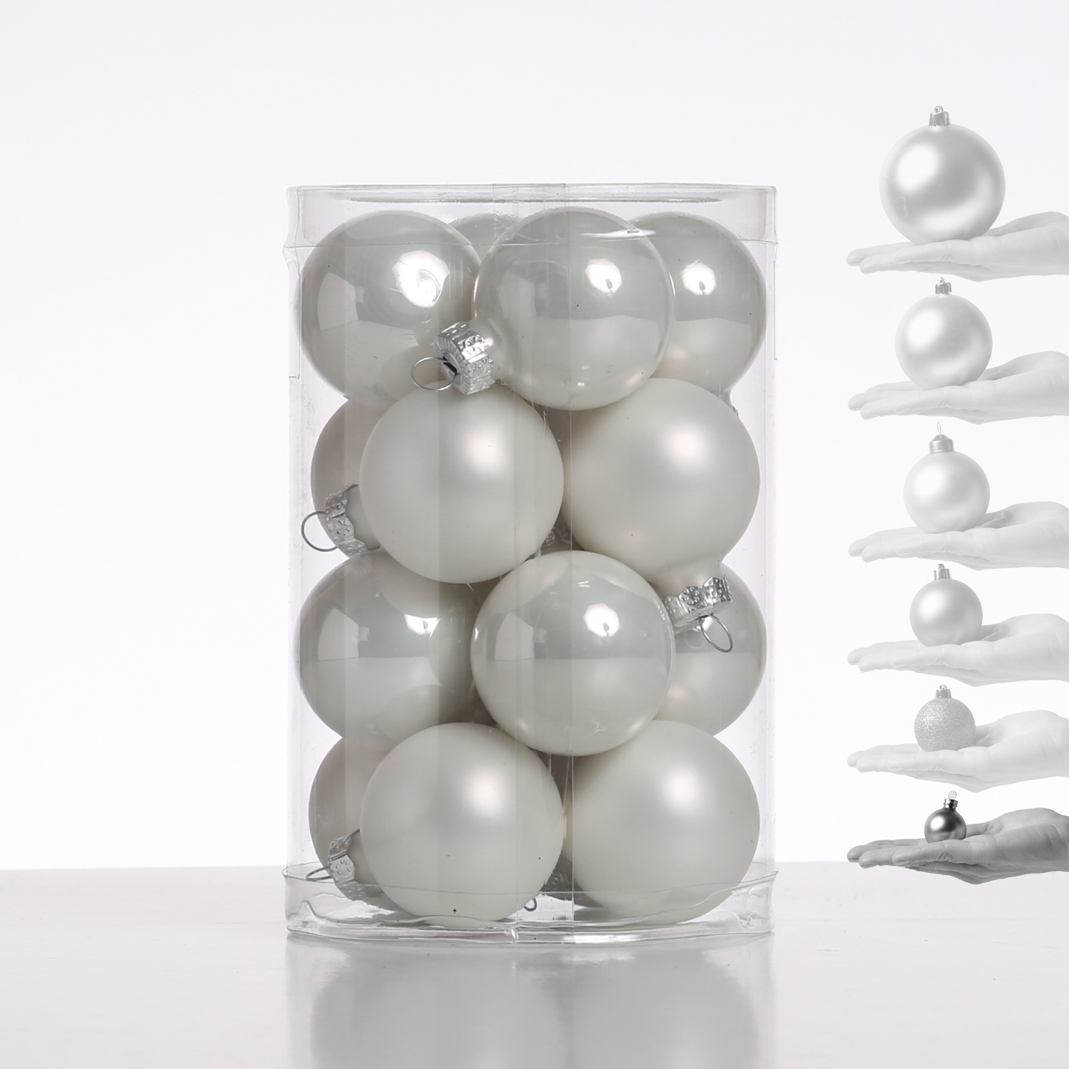 Christbaumkugel - Glas - D: 3,5cm - glänzend und matt - weiß - 16er Set Christbaumkugel - Glas - D: 3,5cm - glänzend und matt - weiß - 16er Set