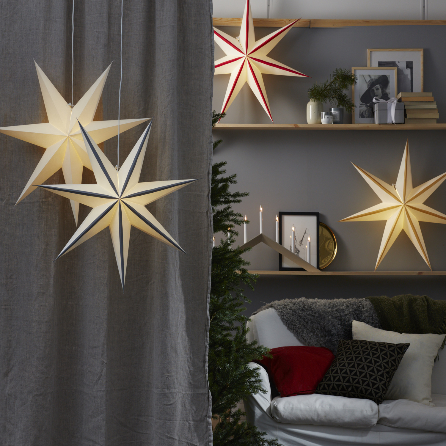 Papierstern "Plain" - hängend - 7-zackig - Ø 75 cm - weiß