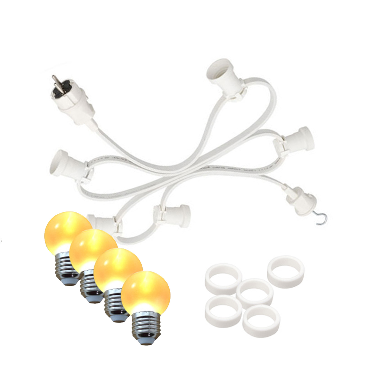 Illu-/Partylichterkette 5m - Außenlichterkette - Made in Germany - 5 x ultra-warmweiße LED Kugeln Illu-/Partylichterkette 5m - Außenlichterkette - Made in Germany - 5 x ultra-warmweiße LED Kugeln