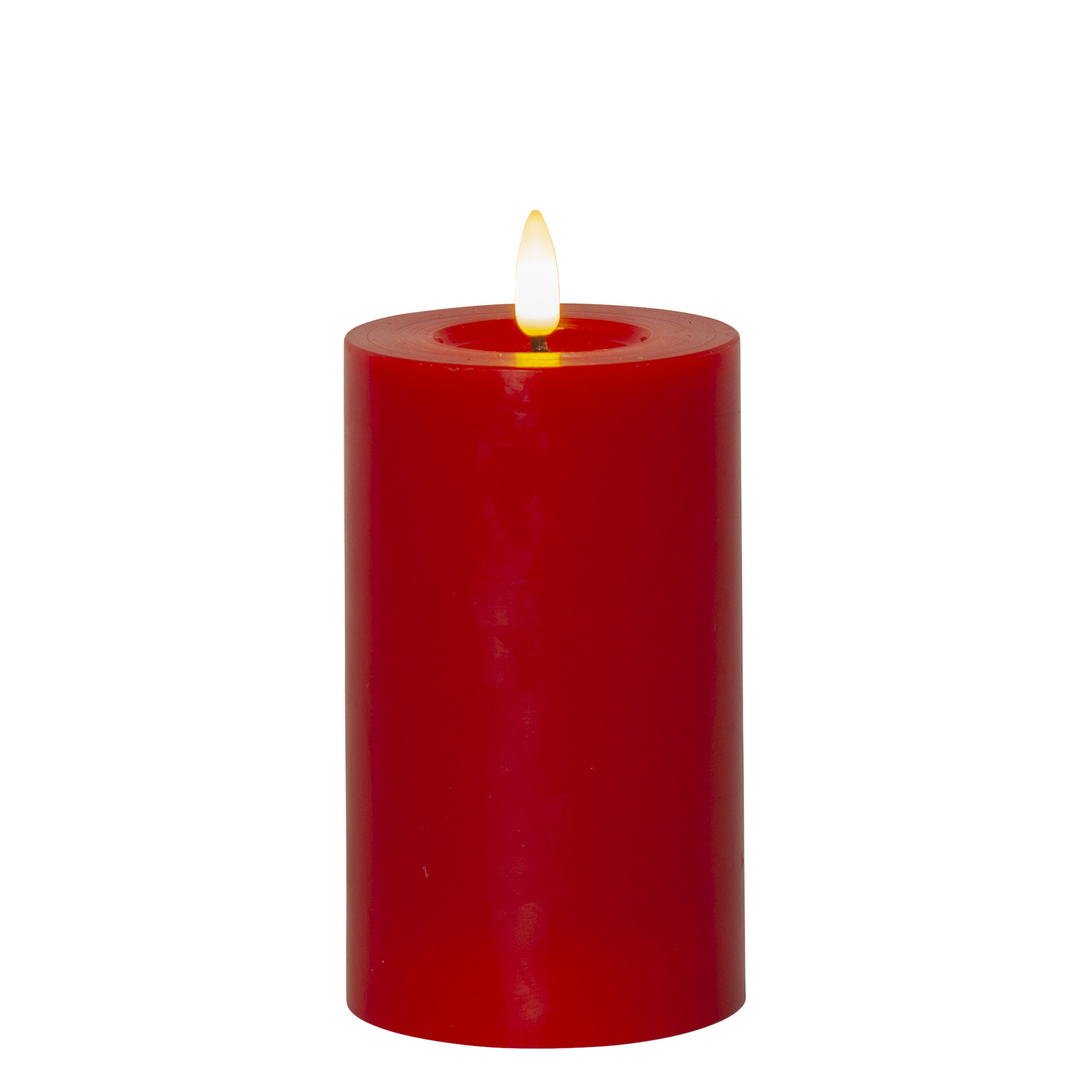 LED Stumpenkerze LINA - Echtwachs - realistische 3D Flamme - H: 15cm - Batterie - Timer - rot LED Stumpenkerze LINA - Echtwachs - realistische 3D Flamme - H: 15cm - Batterie - Timer - rot