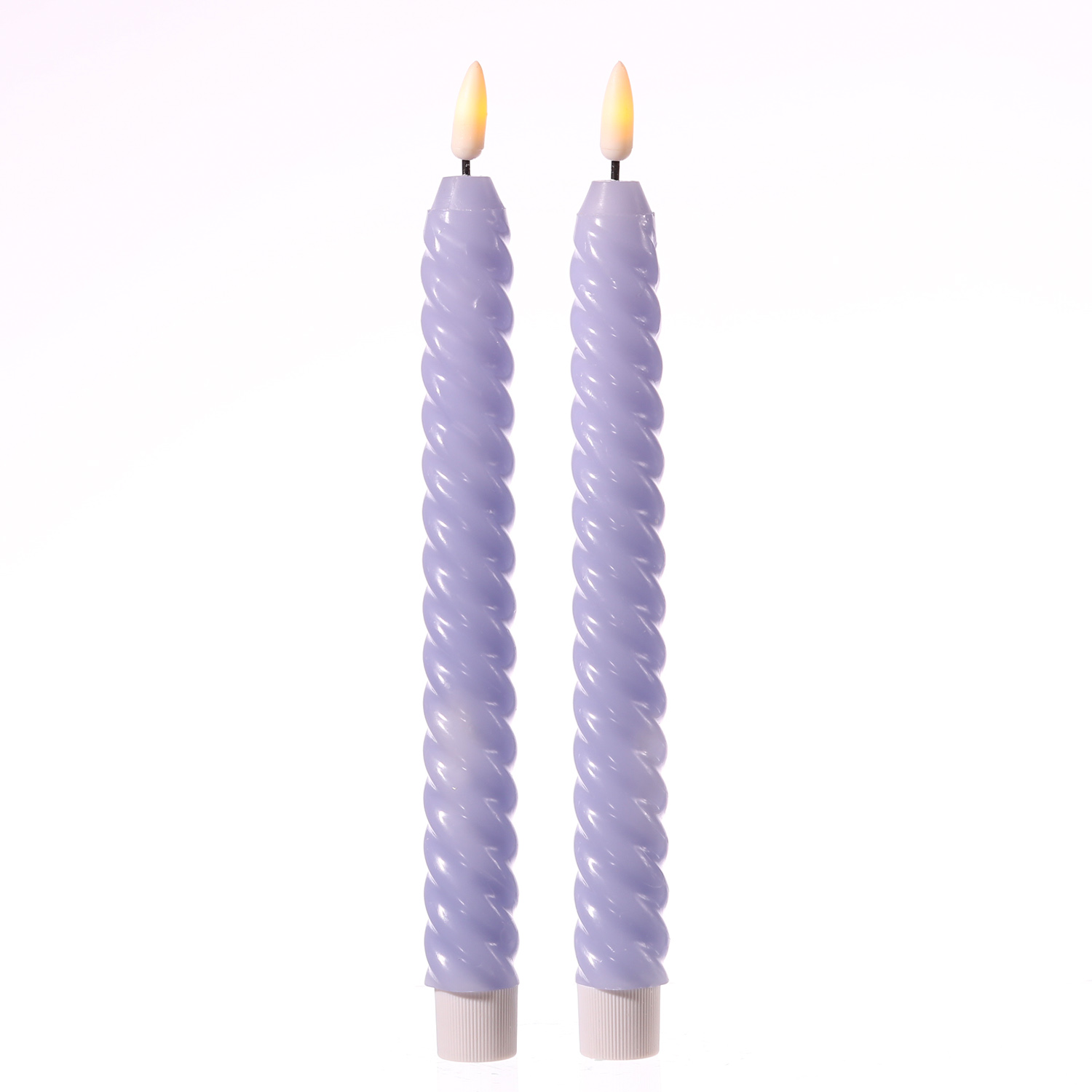 LED Stabkerzen SWIRL - Echtwachs - flackernde 3D Flamme - H: 25cm - Timer - flieder - 2er Set LED Stabkerzen SWIRL - Echtwachs - flackernde 3D Flamme - H: 25cm - Timer - flieder - 2er Set