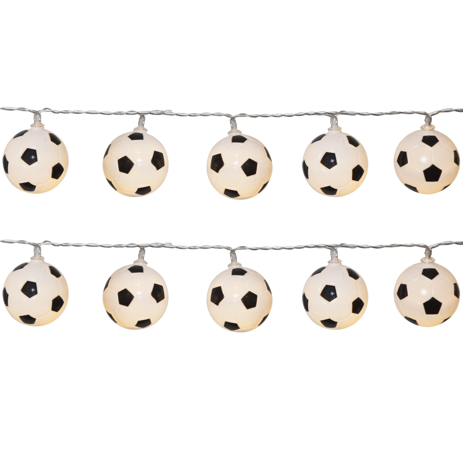LED Lichterkette GOAL - 10 leuchtende Fußbälle - Fußball-Lichterkette - L: 1,35m - Batterie - Timer