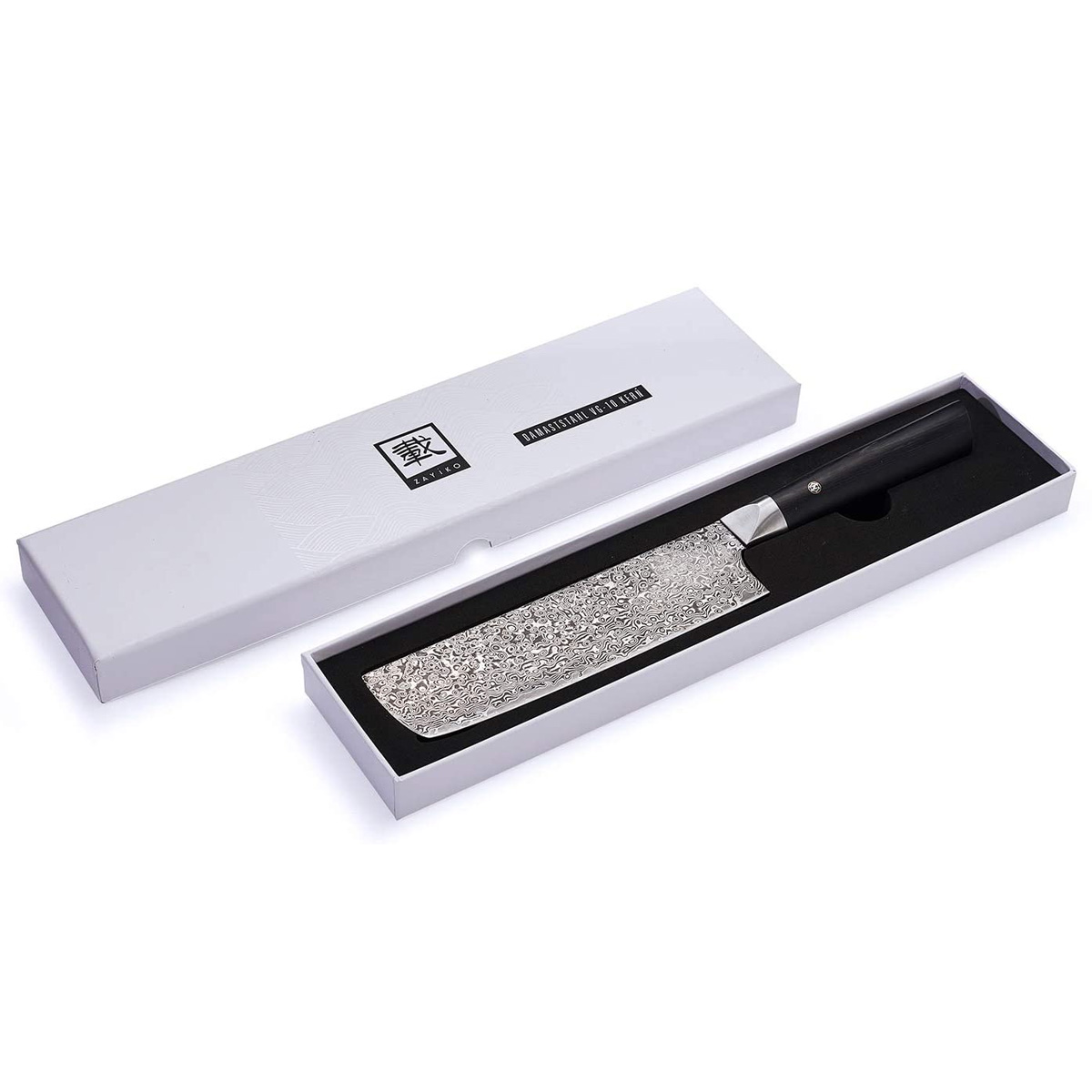 ZAYIKO Damastmesser BLACK EDITION "Nakirimesser" - Pakkaholz - VG-10 Stahlkern