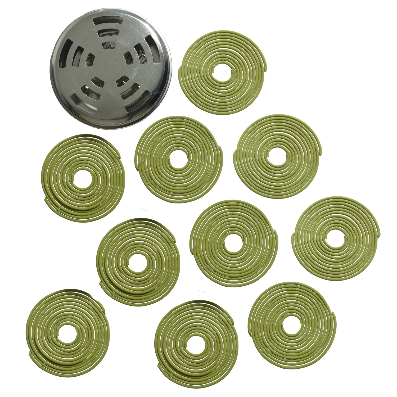 Insektenspirale CITRONELLA - Anti Mücken Spirale mit Halter - Bambus und Zinn - grün - 10er Set Insektenspirale CITRONELLA - Anti Mücken Spirale mit Halter - Bambus und Zinn - grün - 10er Set
