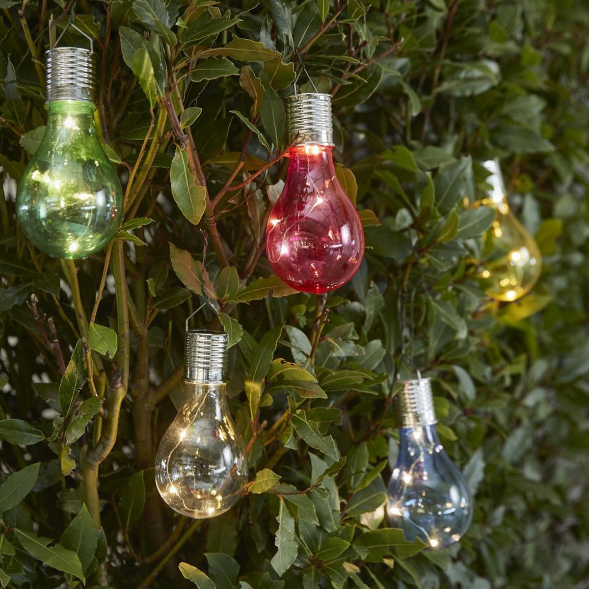 LED Solar Glühbirne GLOW - warmweiße LED Drahtlichterkette - H: 14cm - Lichtsensor - outdoor - gelb