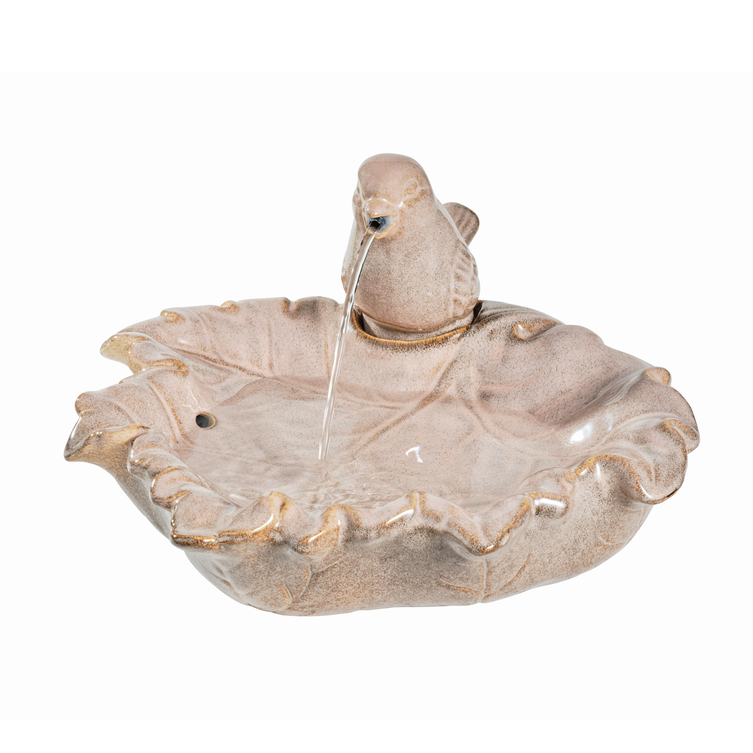 Brunnen - Gartenbrunnen mit Vogel - Keramik - H: 21cm - Außen - natur Brunnen - Gartenbrunnen mit Vogel - Keramik - H: 21cm - Außen - natur