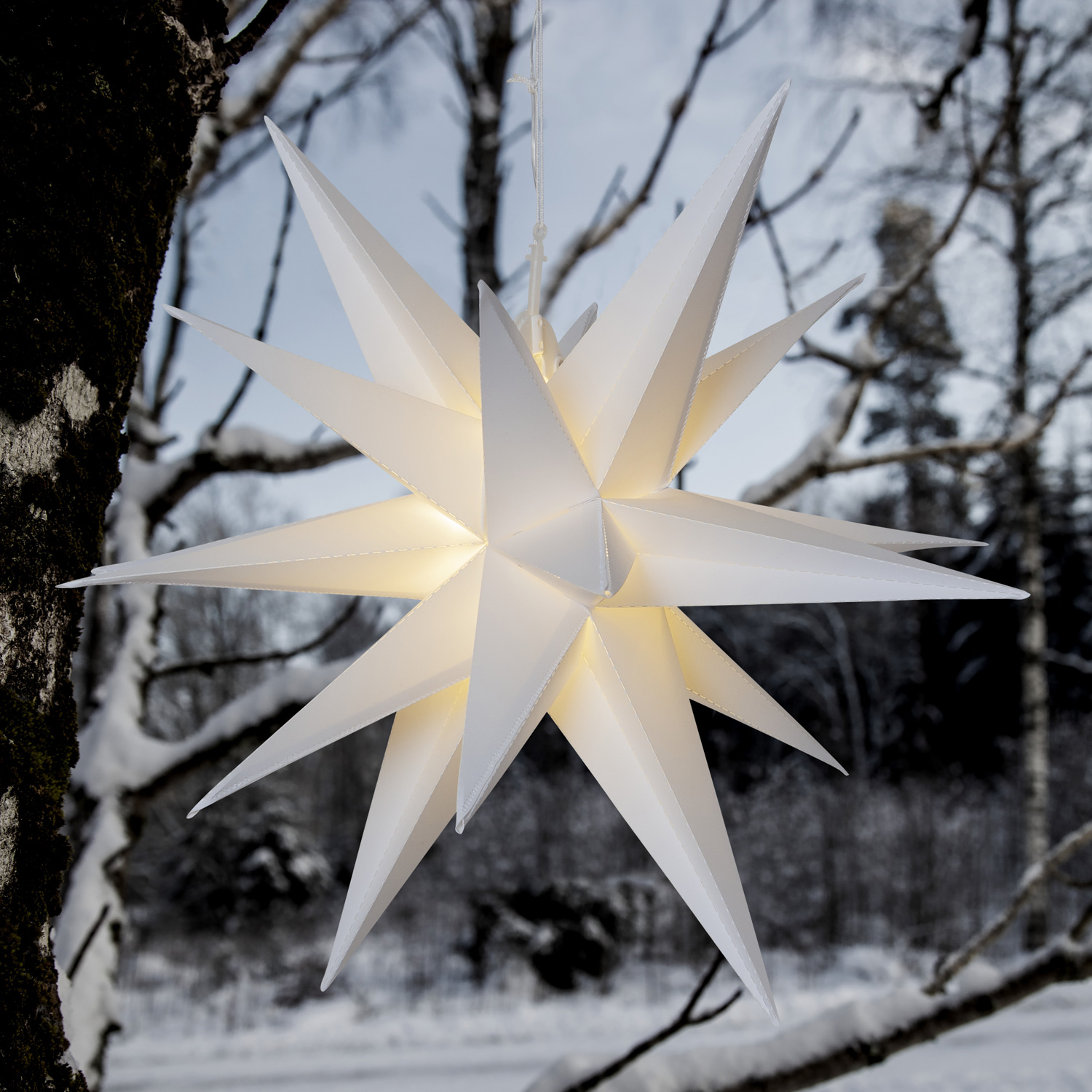 LED Outdoor 3D Stern "Alice" - hängend - 12 warmweiße LED - D: 60cm - Batterie - Timer - weiß LED Outdoor 3D Stern "Alice" - hängend - 12 warmweiße LED - D: 60cm - Batterie - Timer - weiß