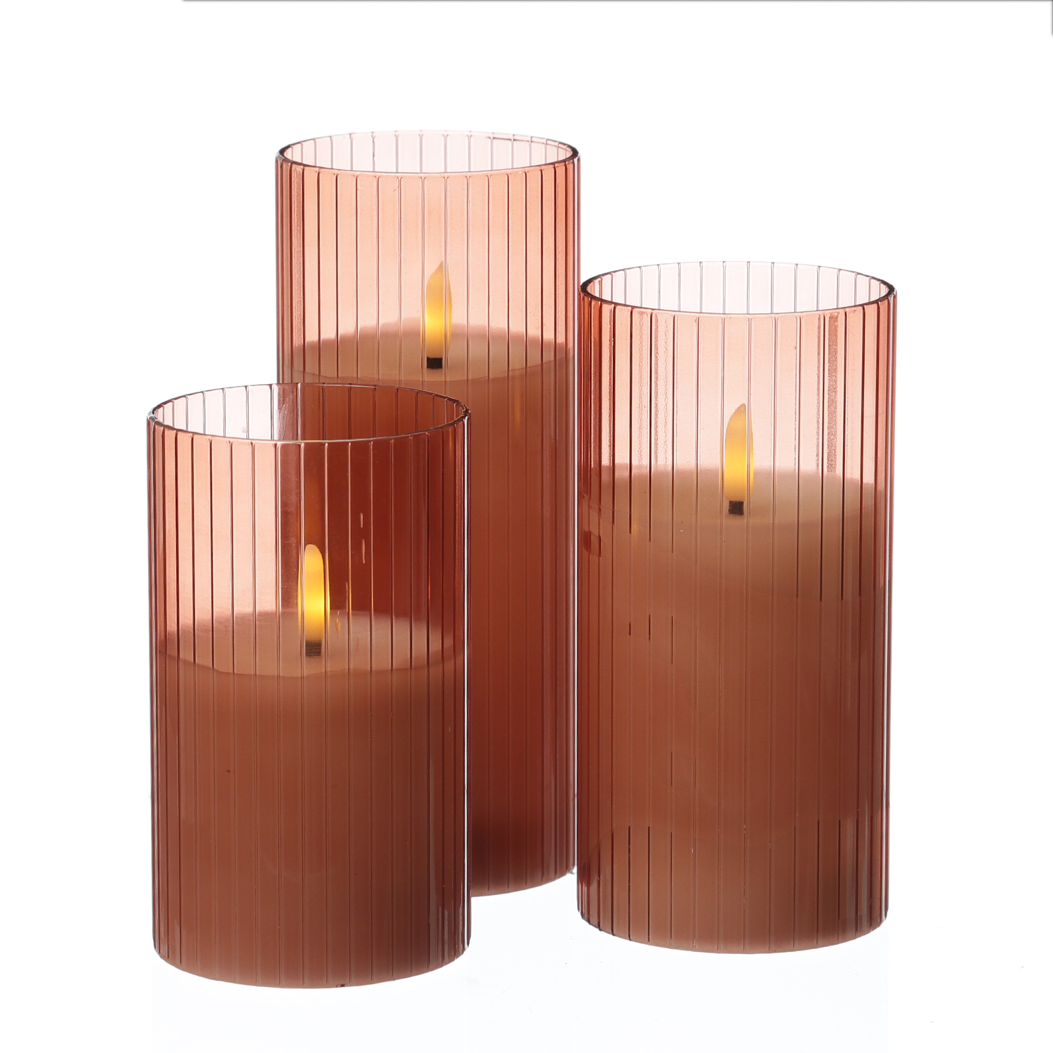 LED Kerze im Glas - Windlicht - Echtwachs - 3D Flamme - Timer - H: 15cm - D: 7,5cm - rosa LED Kerze im Glas - Windlicht - Echtwachs - 3D Flamme - Timer - H: 15cm - D: 7,5cm - rosa