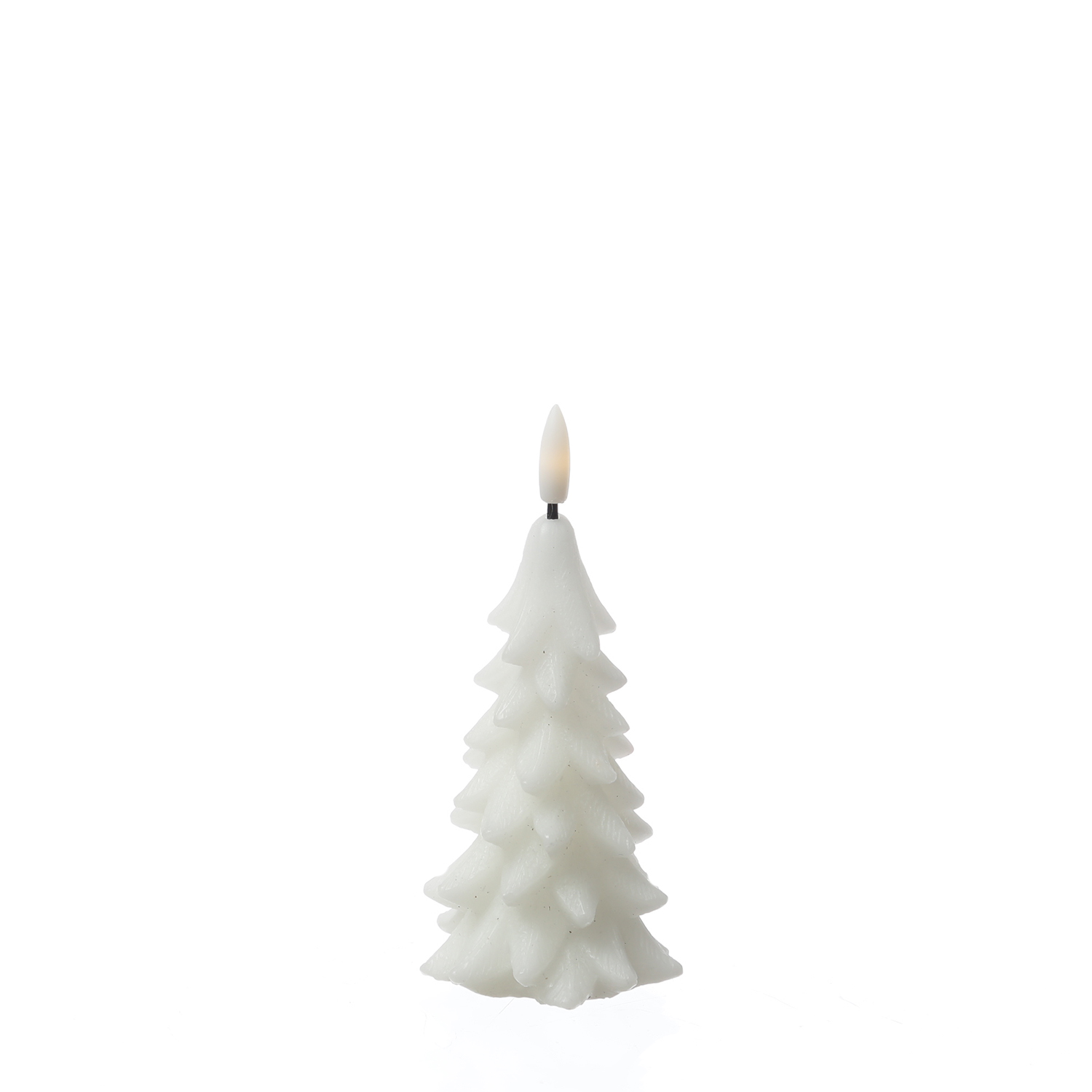 LED Kerze Tannenbaum - Echtwachs - 3D Flamme - inkl. Batterie - H: 16cm - Timer - weiß LED Kerze Tannenbaum - Echtwachs - 3D Flamme - inkl. Batterie - H: 16cm - Timer - weiß