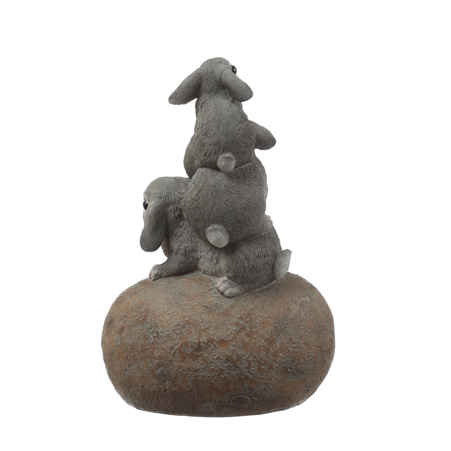 Gartenfigur Welcome - 3 Häschen auf Stein - Dekofigur - H: 26cm - Polyresin - grau Gartenfigur Welcome - 3 Häschen auf Stein - Dekofigur - H: 26cm - Polyresin - grau
