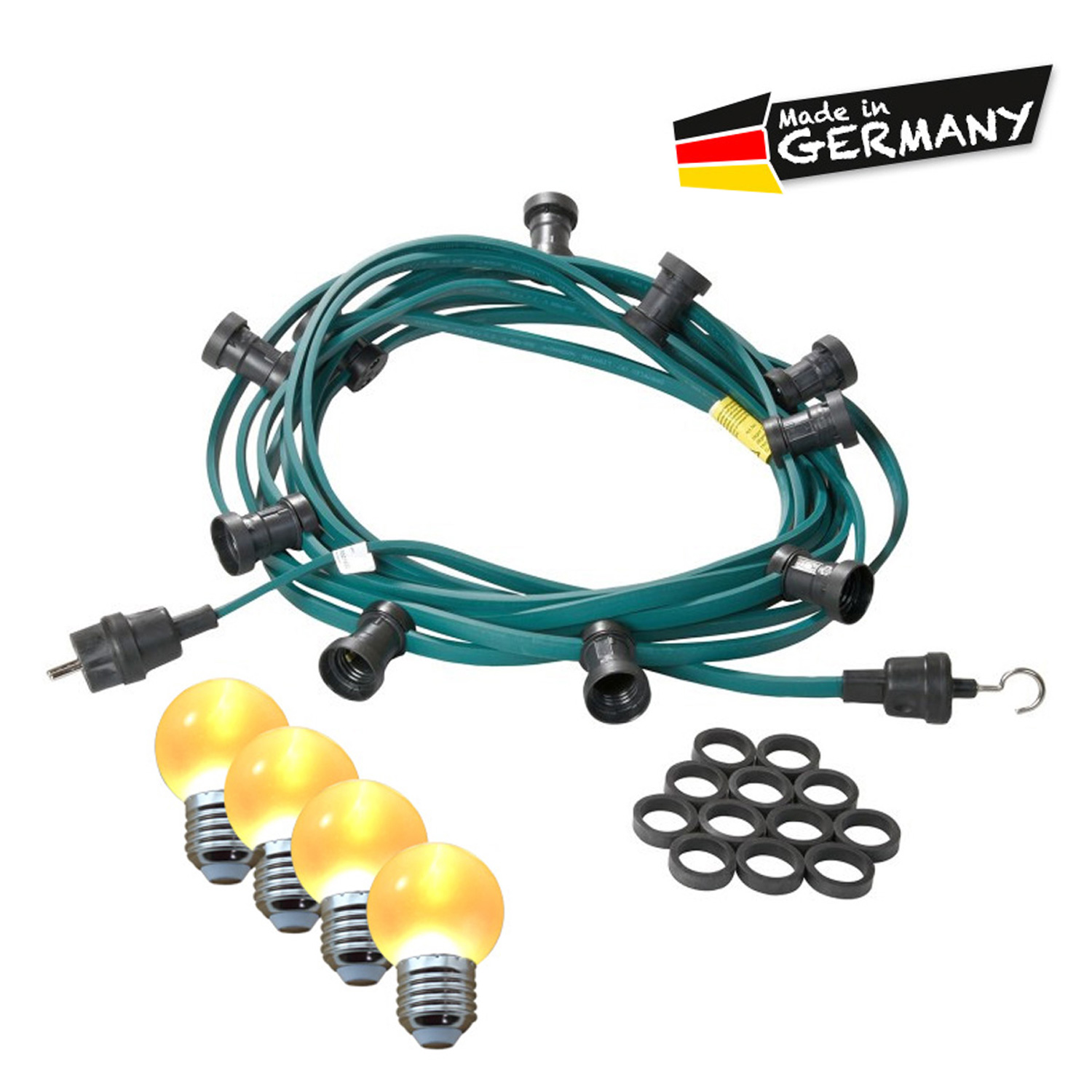 Illu-/Partylichterkette 50m | Außenlichterkette | Made in Germany | 50 x ultra-warmweisse LED Kugeln Illu-/Partylichterkette 50m | Außenlichterkette | Made in Germany | 50 x ultra-warmweisse LED Kugeln