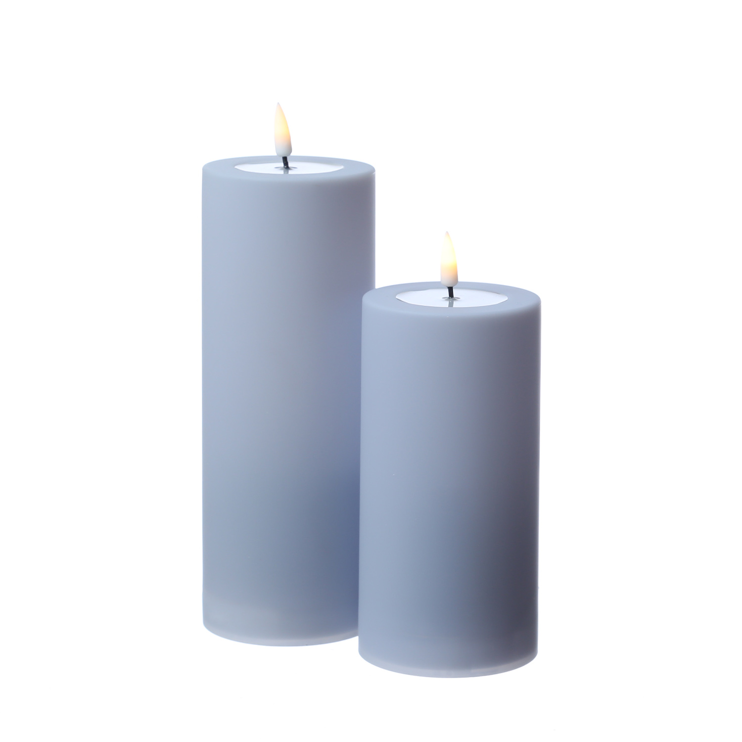 LED Stumpenkerze MIA - Kunststoff - realistische 3D Flamme - H: 15cm - outdoor - pastellblau LED Stumpenkerze MIA - Kunststoff - realistische 3D Flamme - H: 15cm - outdoor - pastellblau