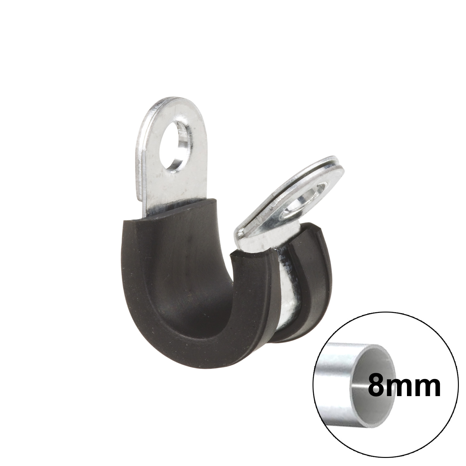 Rohrschelle 8mm - Für Befestigung von Leitungen - Gummiisolierung Rohrschelle 8mm - Für Befestigung von Leitungen - Gummiisolierung